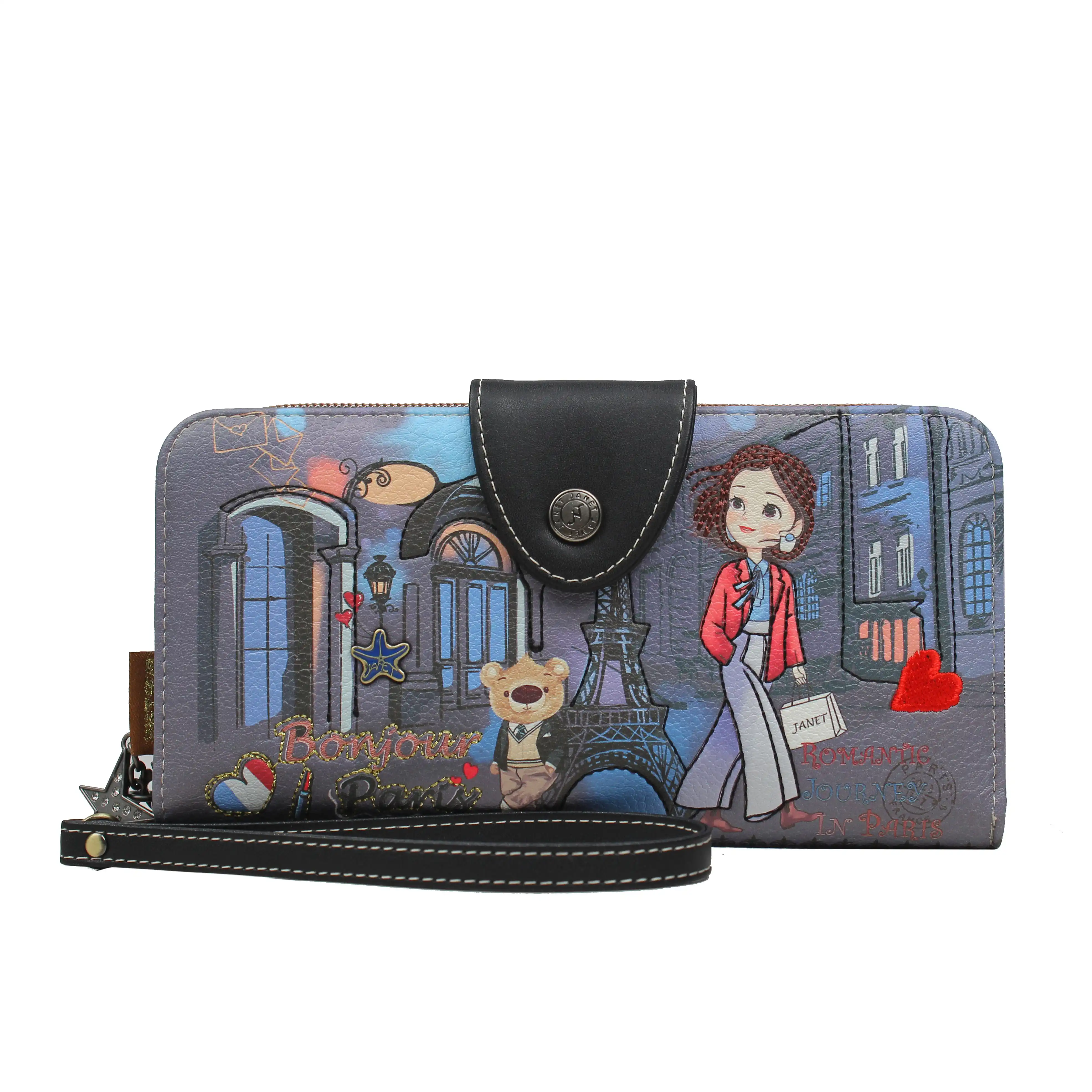 Πορτοφόλι Μεγάλο Με Κουμπί Και Φερμουάρ Janet Πορτοφόλι Μεγάλο Με Κουμπί Και Φερμουάρ Janet