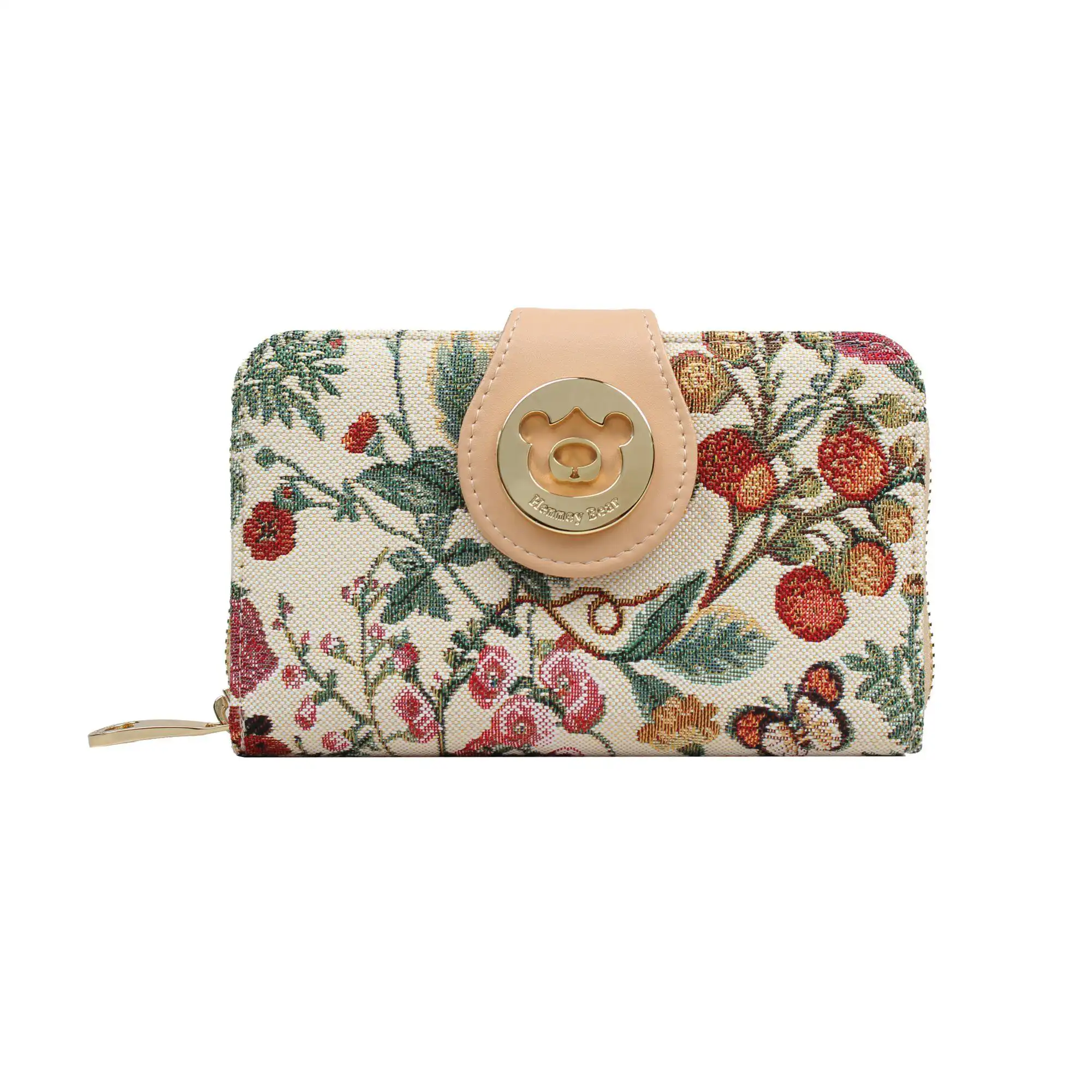 Πορτοφόλι Μεσαίο Με Κουμπί Floral Summer Beige Henney Bear Πορτοφόλι Μεσαίο Με Κουμπί Floral Summer Beige Henney Bear