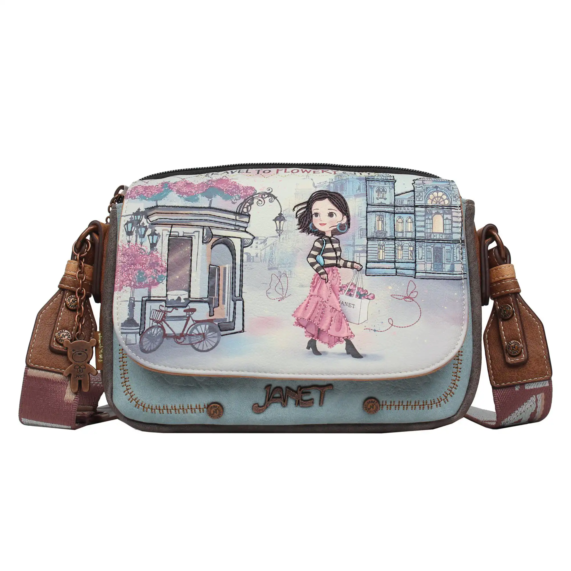 Τσάντα Χιαστί Μεσαία Με Καπάκι Janet