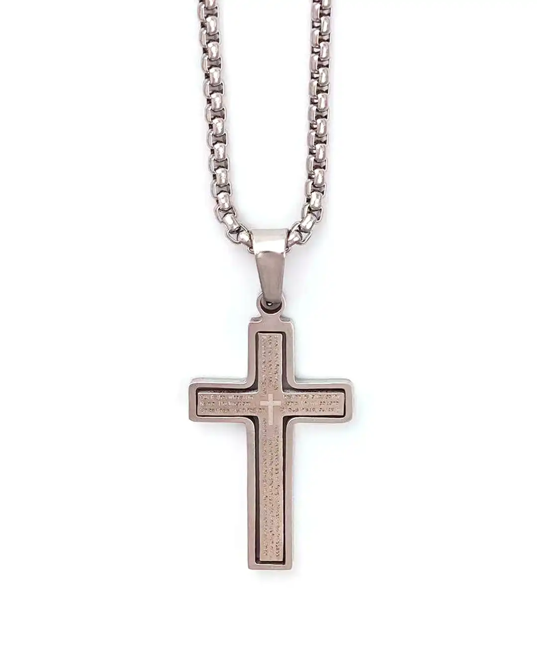 Αλυσίδα λαιμού με σταυρό WW-K439 – Ασημί