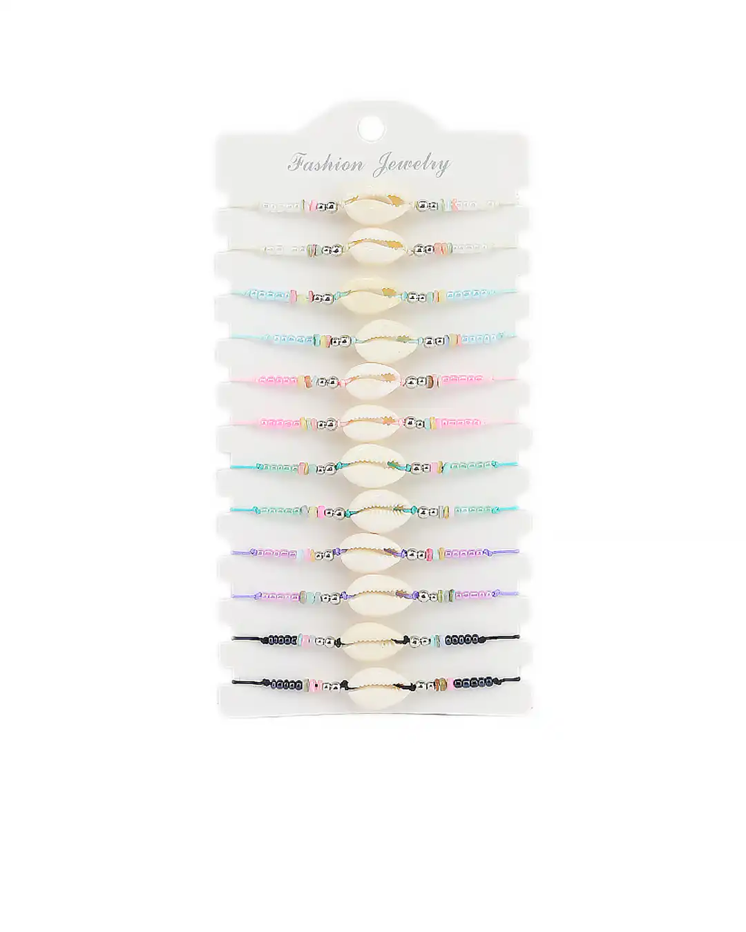 Σετ 12 τεμαχίων,βραχιόλια με κοχύλι FSX-779-5 – Ρόζ