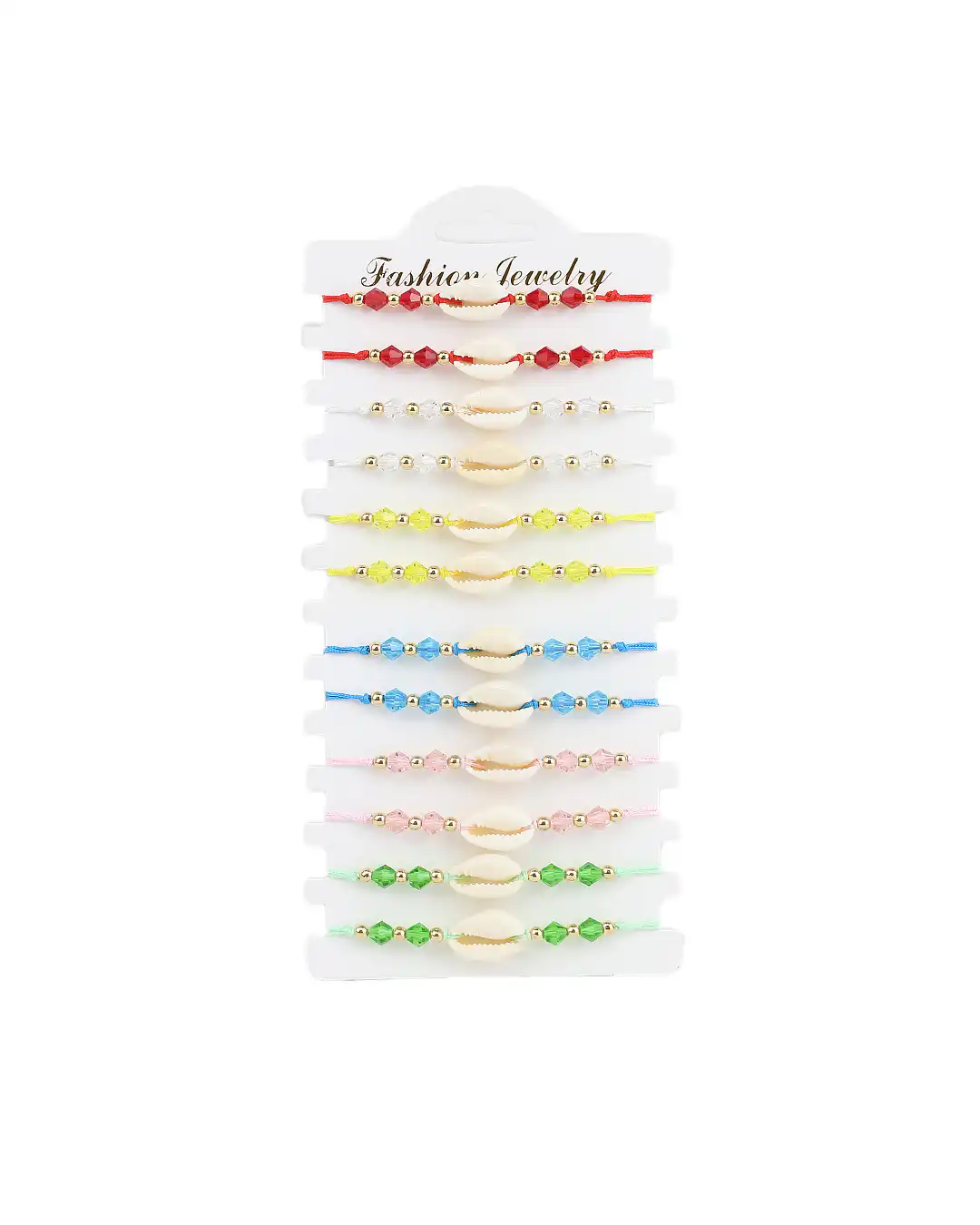 Σετ 12 τεμαχίων,βραχιόλια με κοχύλι RY-787 – Ρόζ