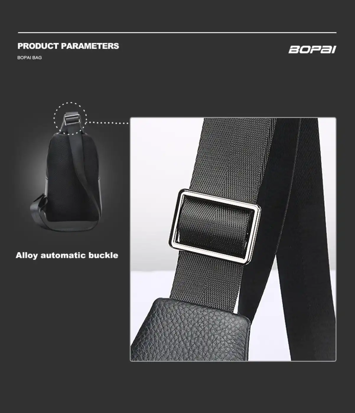 Δερμάτινο τσαντάκι crossbody Bopai 11-122901 μαύρο