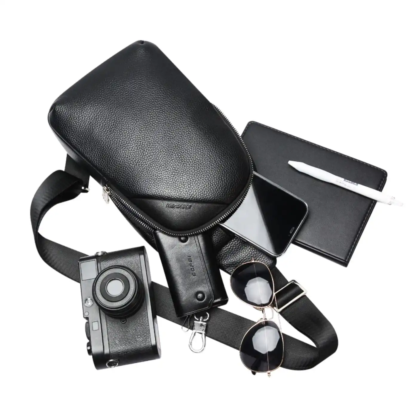 Δερμάτινο τσαντάκι crossbody Bopai 11-122901 μαύρο