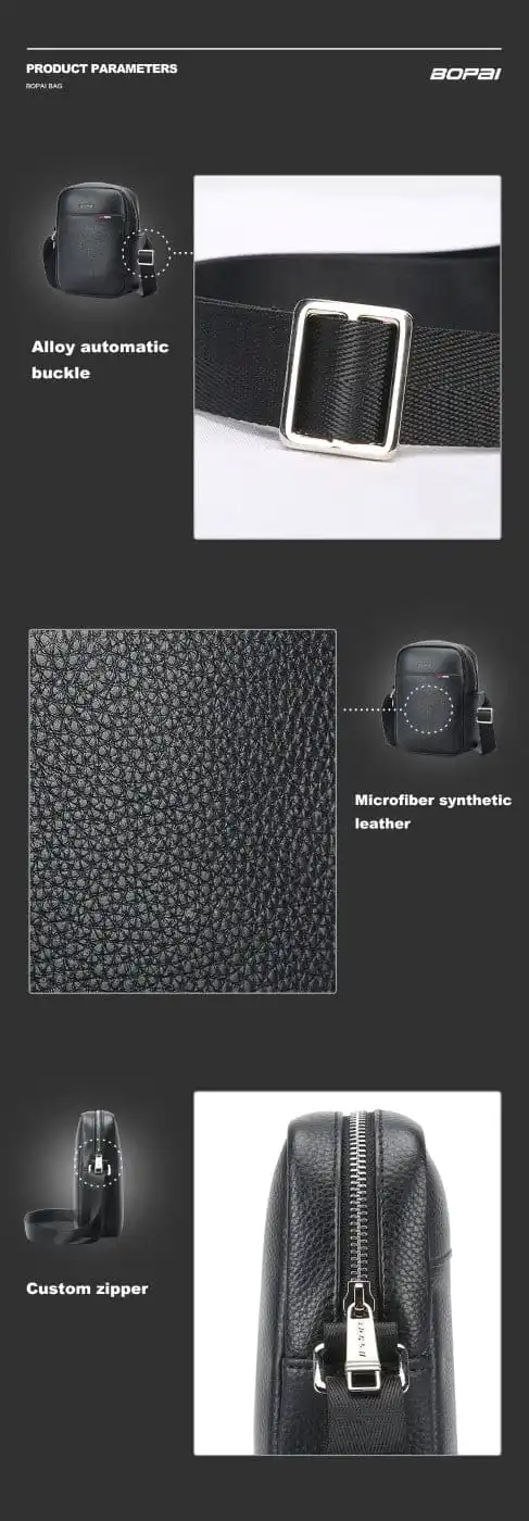 Δερμάτινο τσαντάκι ώμου Bopai 11-122591 μαύρο