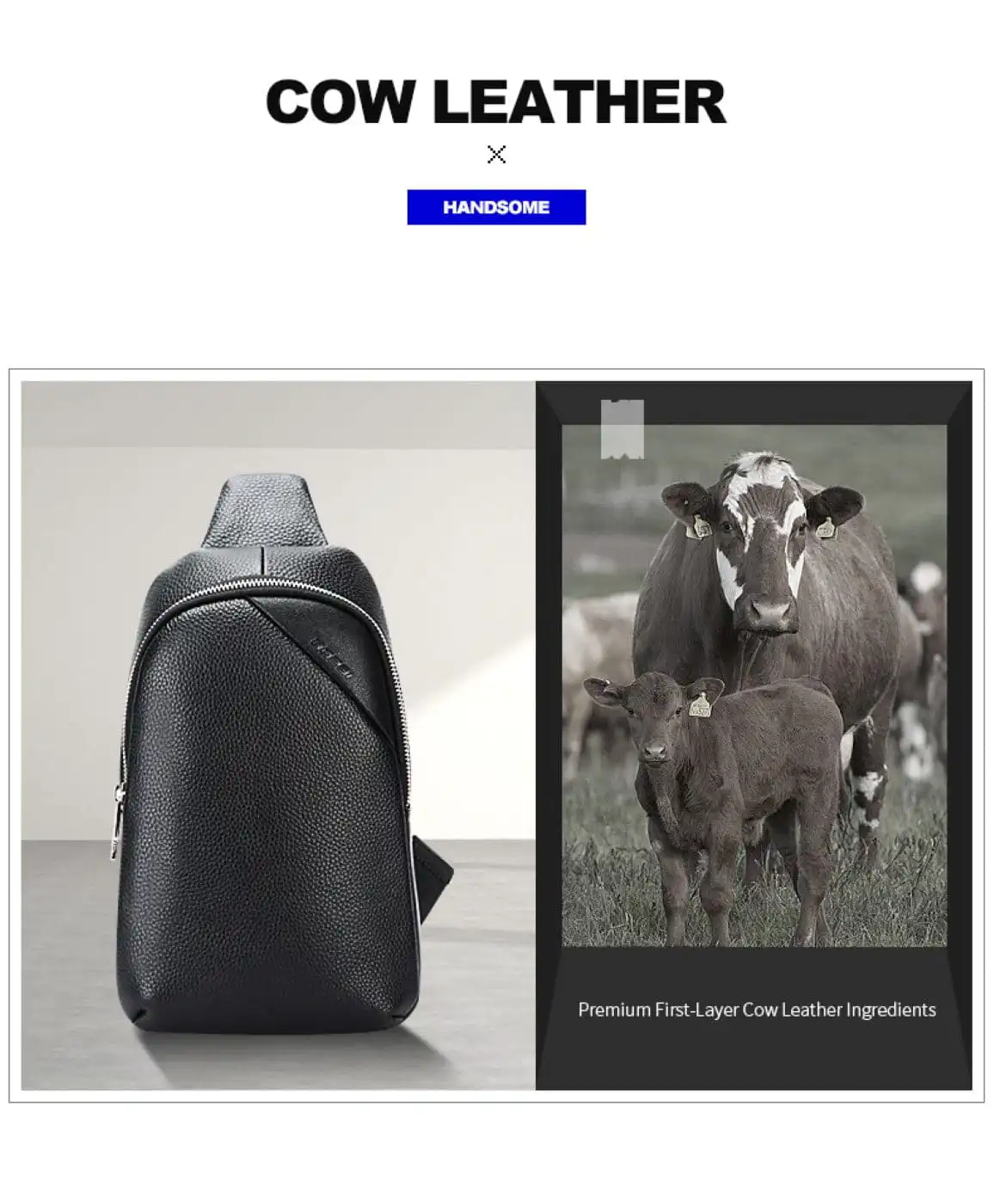 Δερμάτινο τσαντάκι crossbody Bopai 11-122901 μαύρο