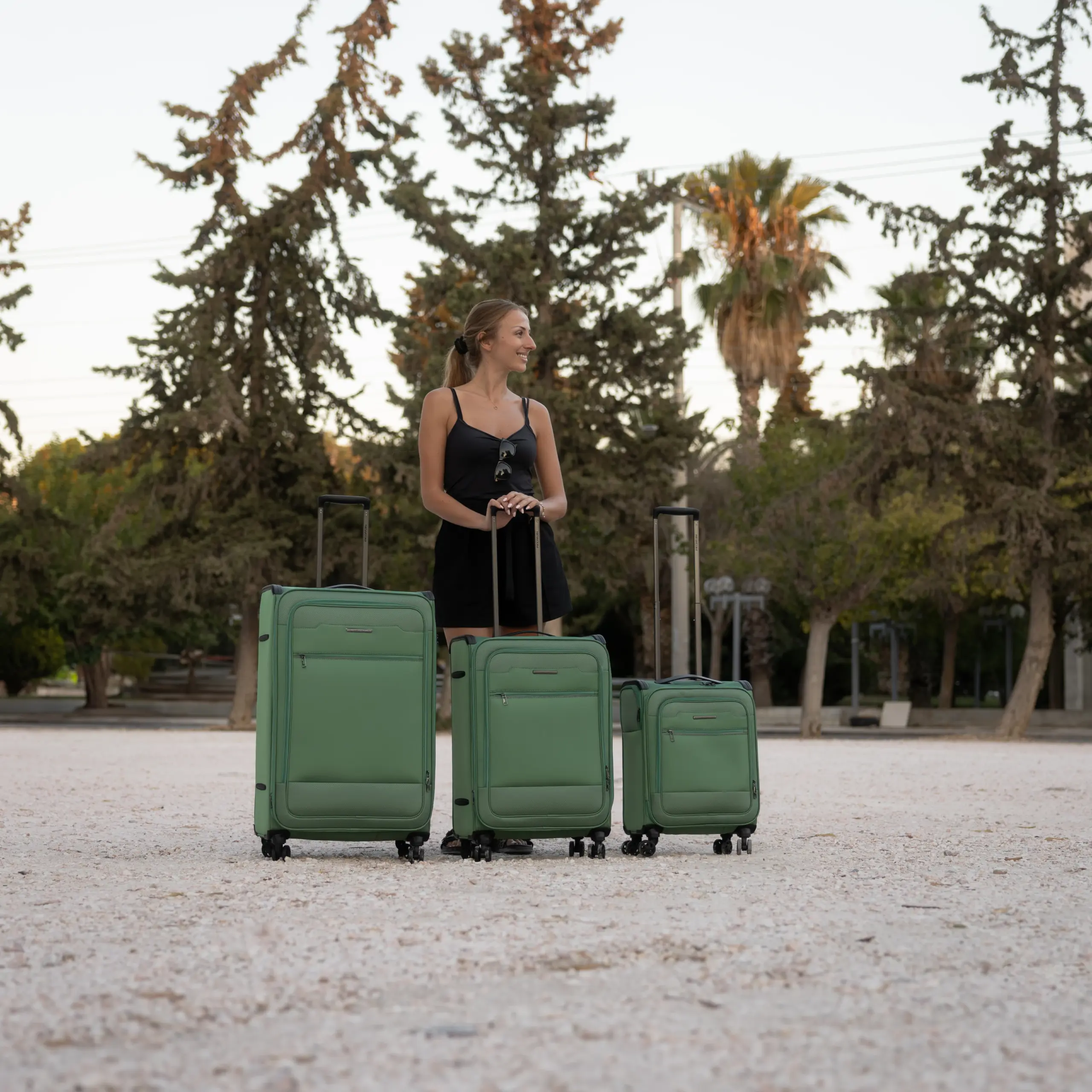 Βαλίτσες Υφασμάτινες σετ τριάδα Newcom N1510 green Βαλίτσες Υφασμάτινες σετ τριάδα Newcom N1510 green