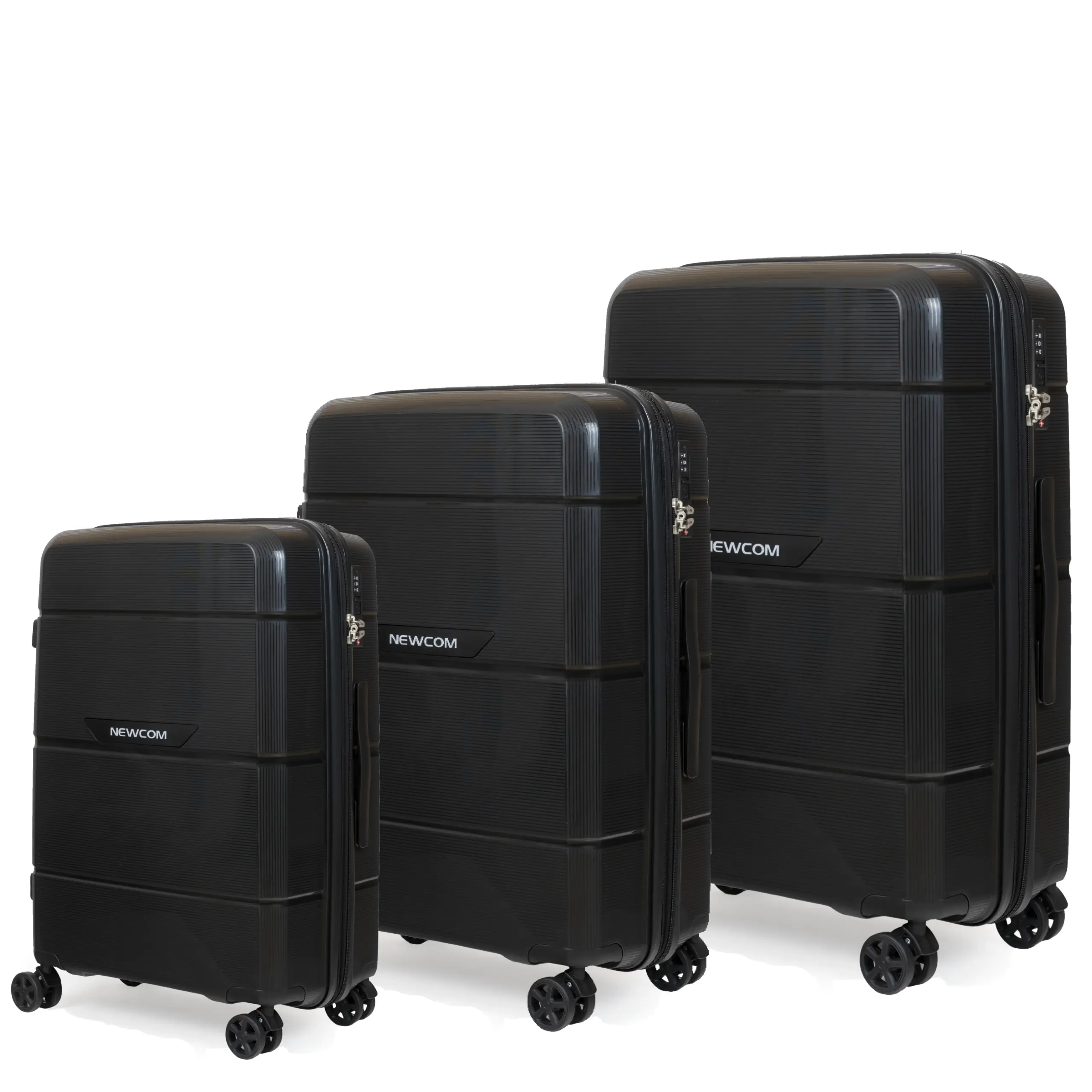 Βαλίτσα σκληρή Newcom (PP) (σετ 3 τεμαχίων) N1595 μαύρο