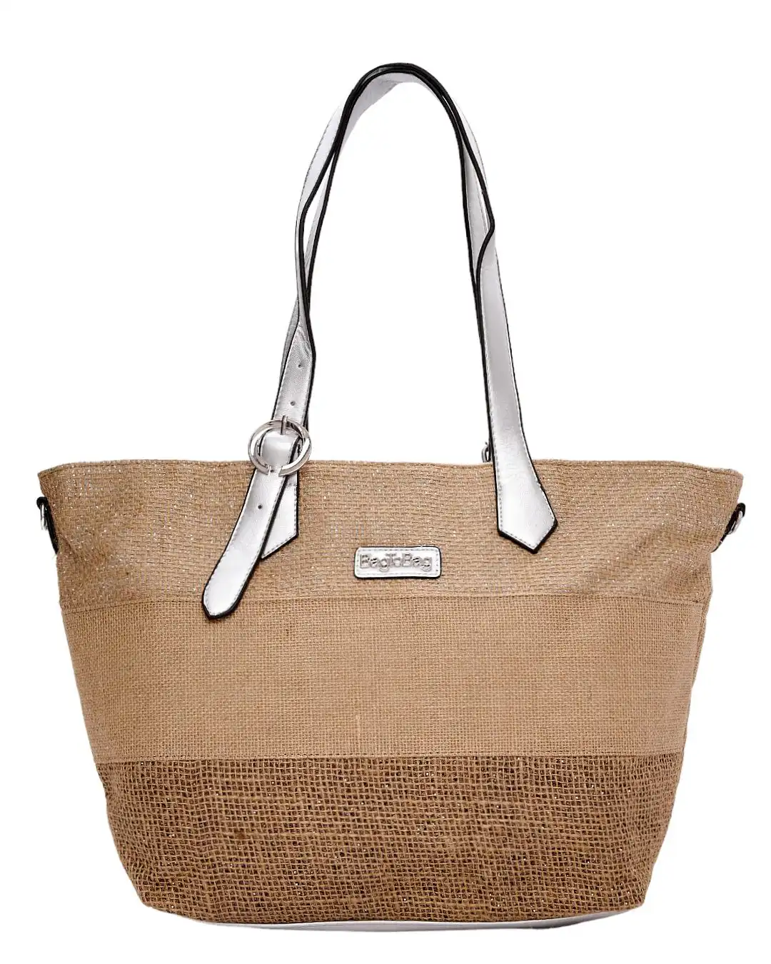 Ψάθινη τσάντα ώμου BY-31404 – Ασημί