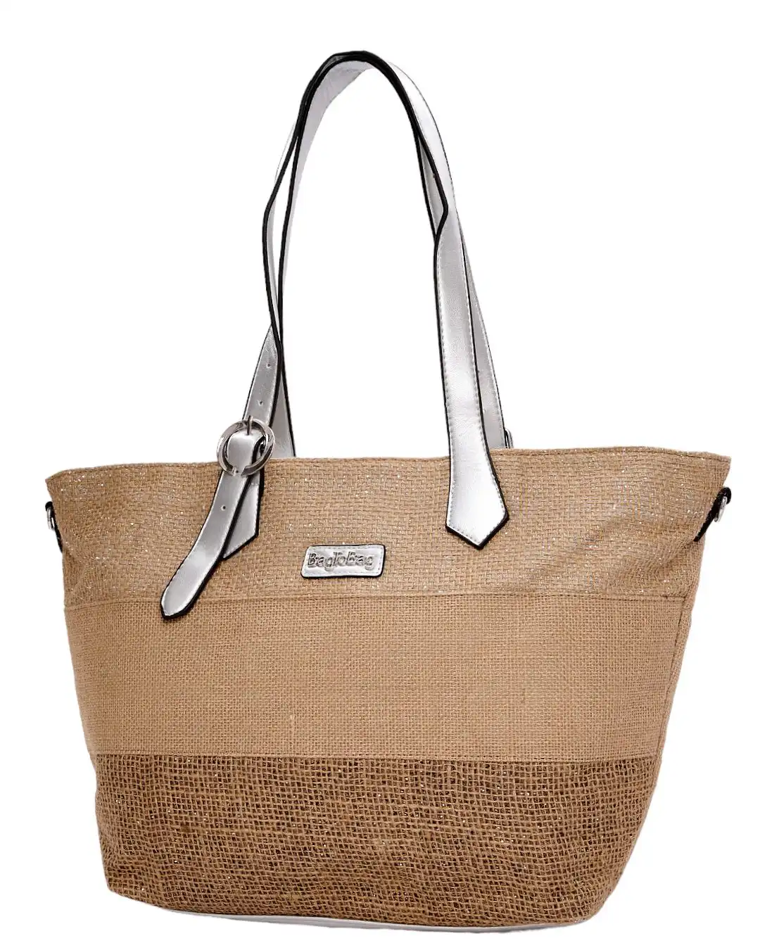 Ψάθινη τσάντα ώμου BY-31404 – Ασημί