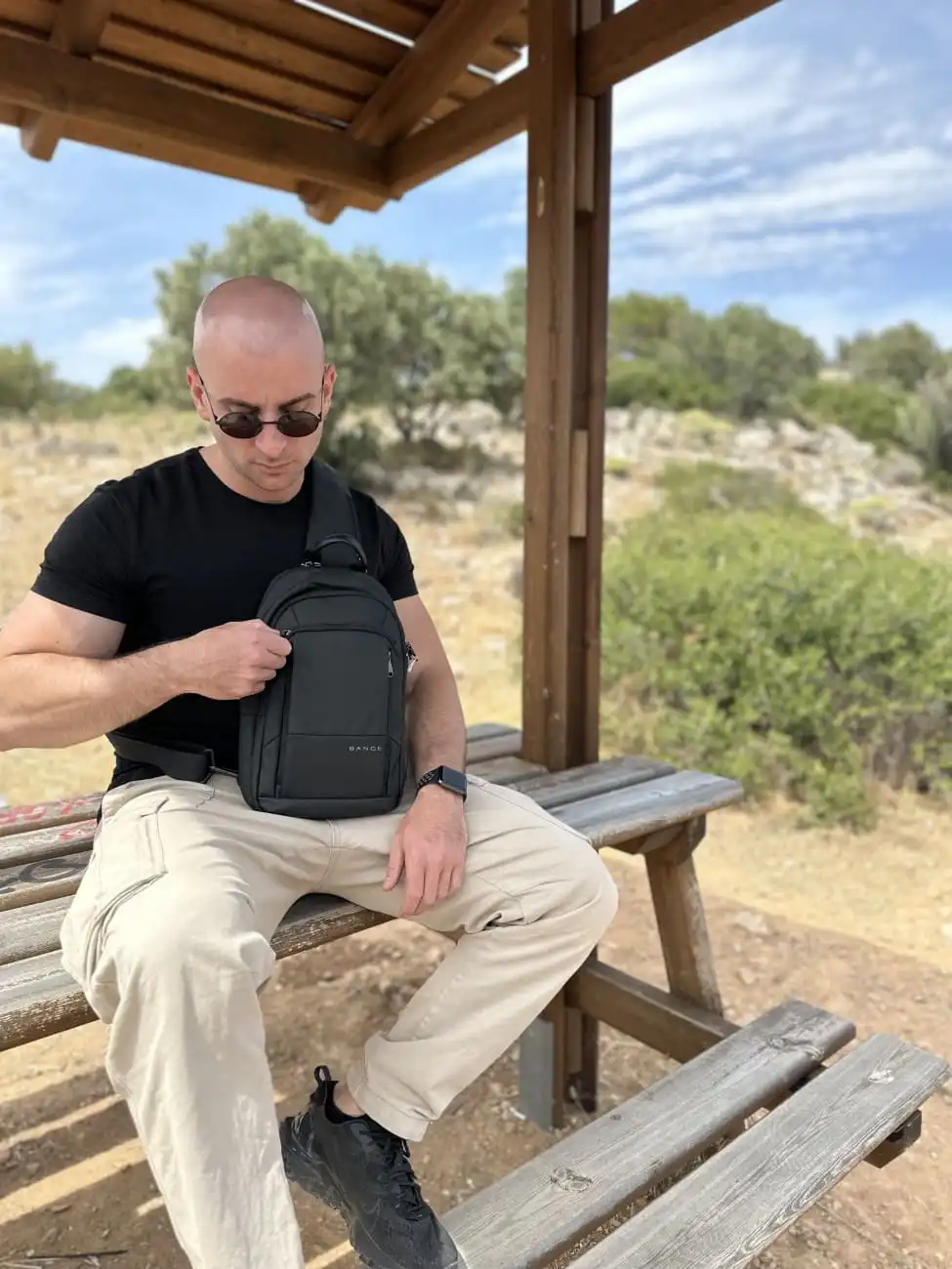 Τσαντάκι ώμου χιαστί crossbody Bange 1911 μαύρο