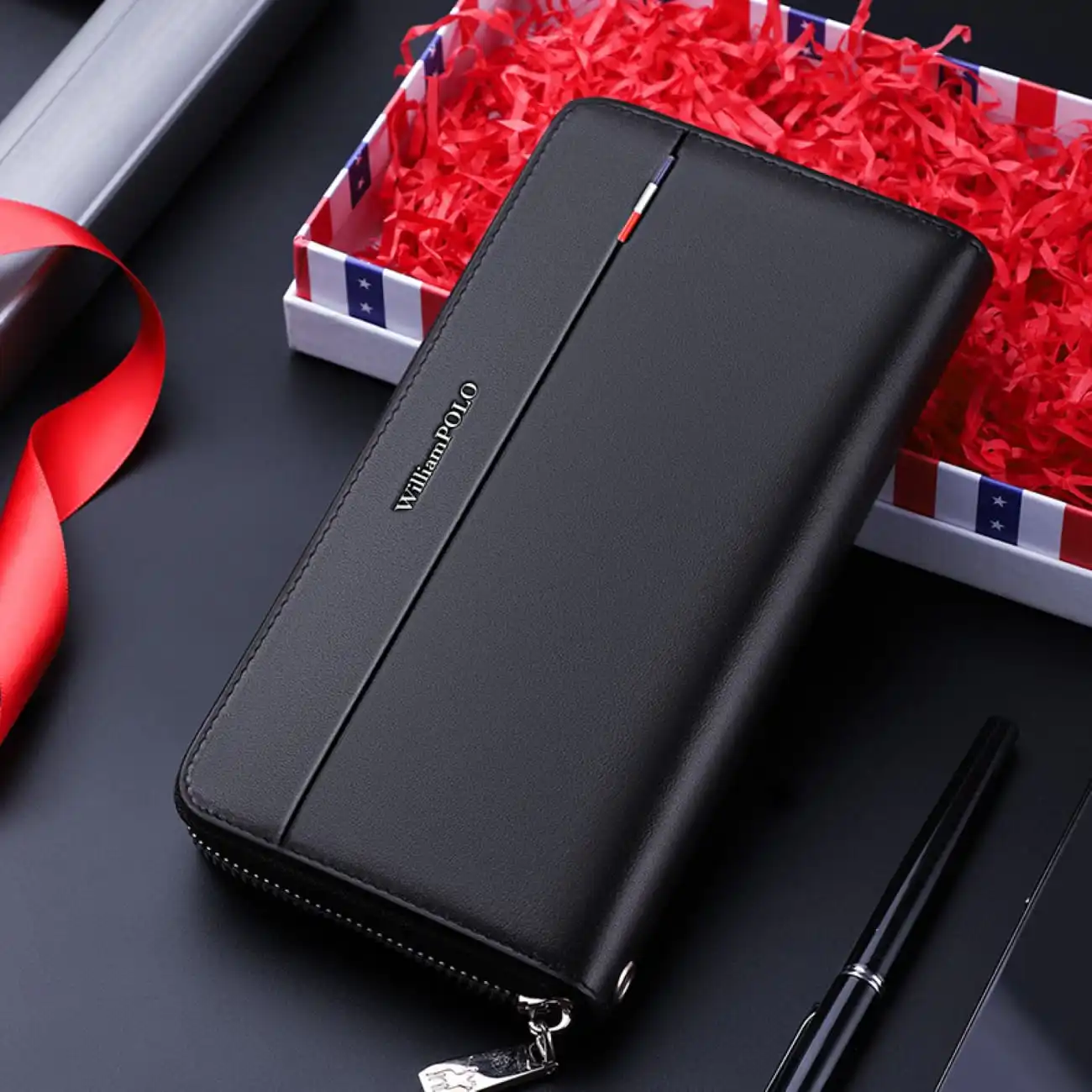 Δερμάτινο Ανδρικό πορτοφόλι William Polo 191411 black plain Δερμάτινο Ανδρικό πορτοφόλι William Polo 191411 black plain