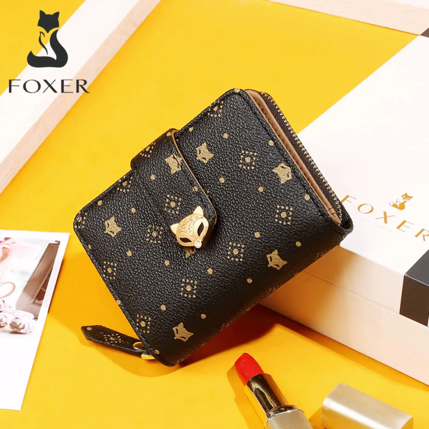 Γυναικείο δερμάτινο PVC πορτοφόλι Foxer 200001F καφέ Γυναικείο δερμάτινο PVC πορτοφόλι Foxer 200001F καφέ