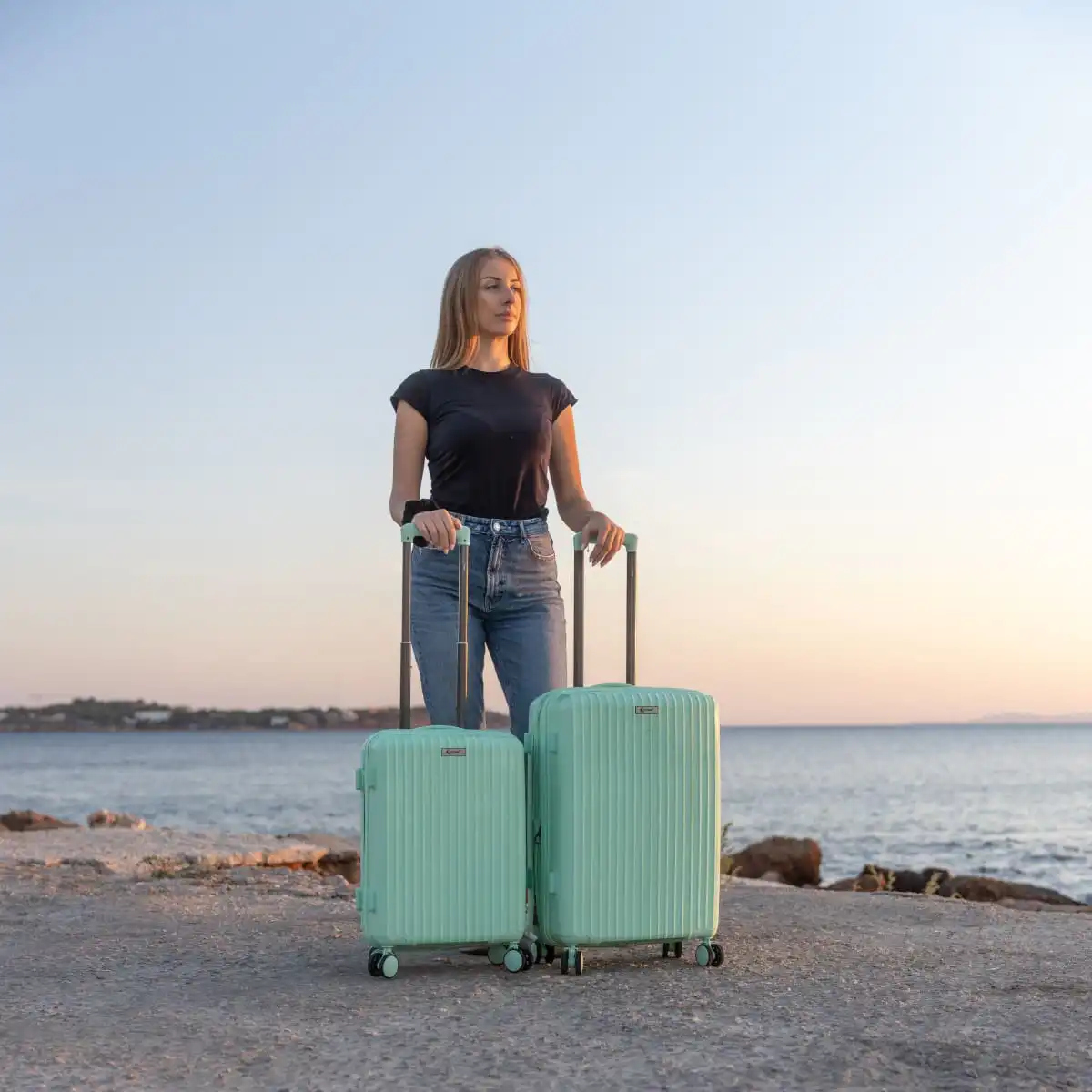 Βαλίτσες Ταξιδιού Άθραυστες Επεκτάσιμες Cardinal (PP) μικρή μεσαία 2018 50/60 τιρκουάζ