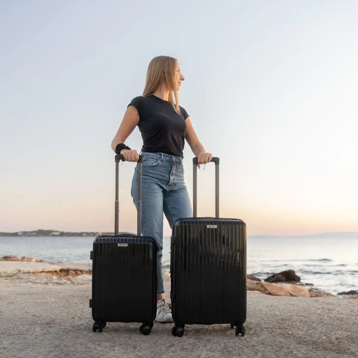 Βαλίτσες Ταξιδιού Άθραυστες Επεκτάσιμες Cardinal (PP) μικρή μεσαία 2018 50/60 μαύρο