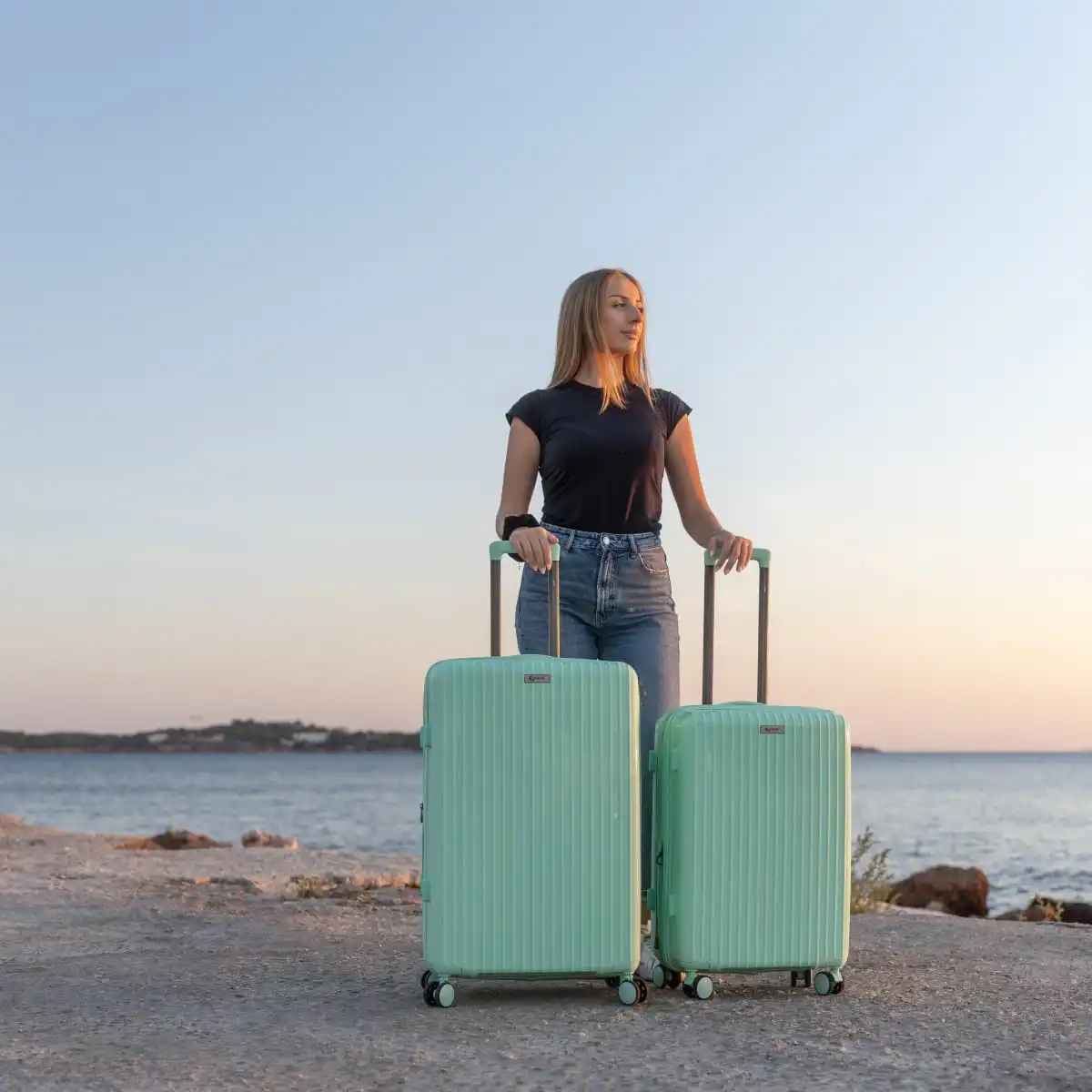 Βαλίτσες Ταξιδίου Άθραυστες Επεκτάσιμες Cardinal (PP) μεσαία/μεγάλη 2018/60/70 τιρκουάζ