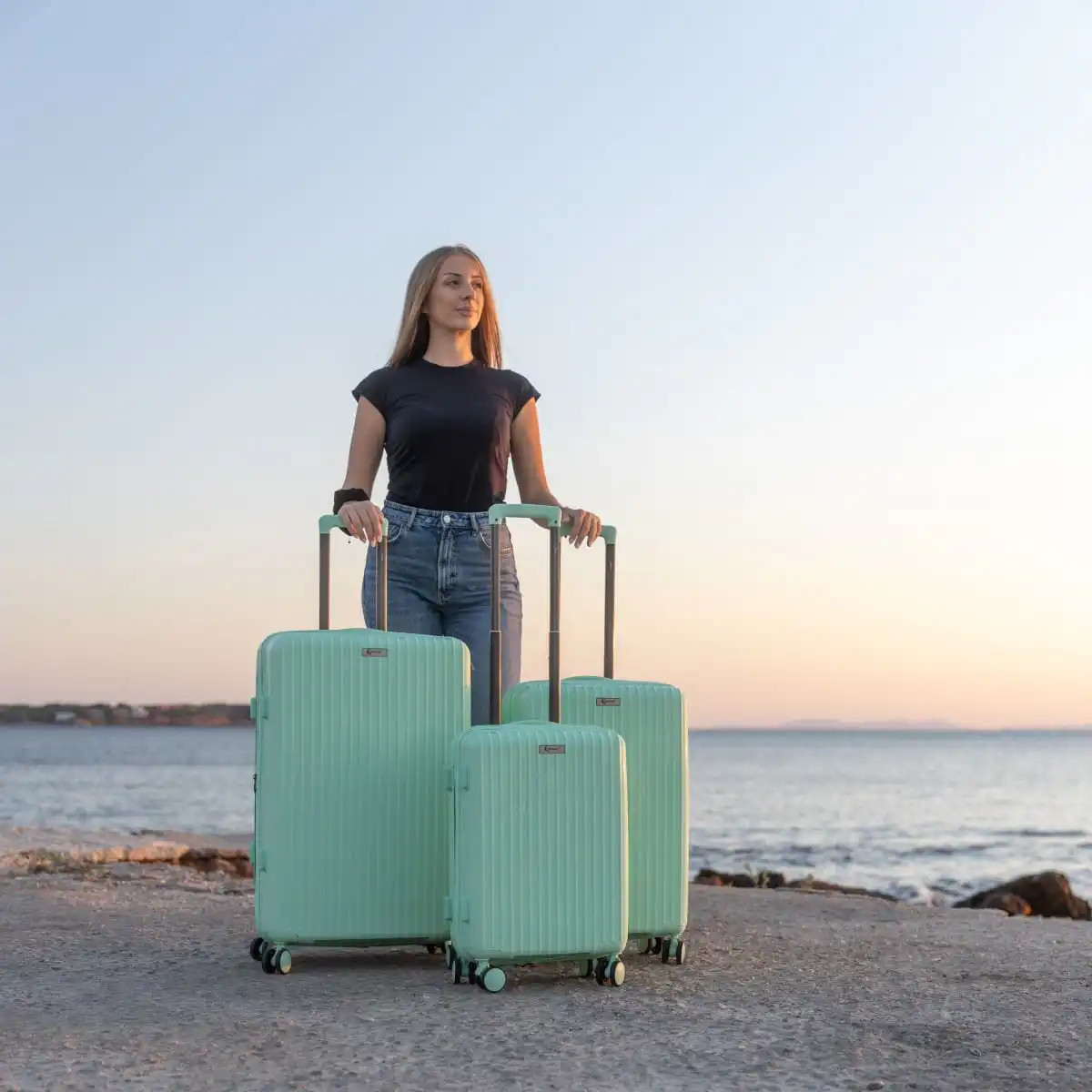 Βαλίτσες Ταδιδιού Άθραυστες Επεκτάσιμες (σέτ 3 τεμαχίων) Cardinal (PP) 2018 τιρκουάζ