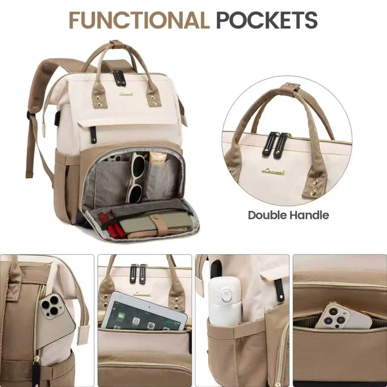 Γυναικείο Σακίδιο Φορητού Υπολογιστή Lovevook 15,6'' MB2046 Beige/black/khaki