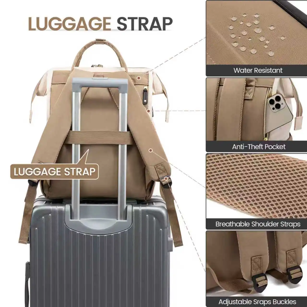 Γυναικείο Σακίδιο Φορητού Υπολογιστή Lovevook 15,6'' MB2046 Beige/black/khaki