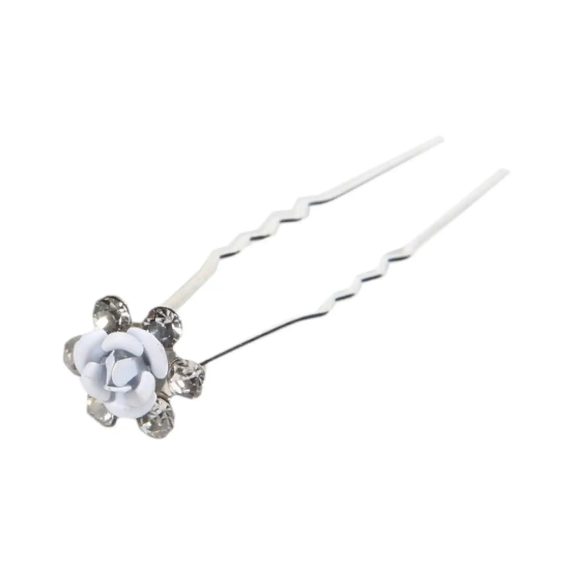 Φουρκέτα μαλλιών ασημί τριαντάφυλλο με στρας 12 mm Φουρκέτα μαλλιών ασημί τριαντάφυλλο με στρας 12 mm