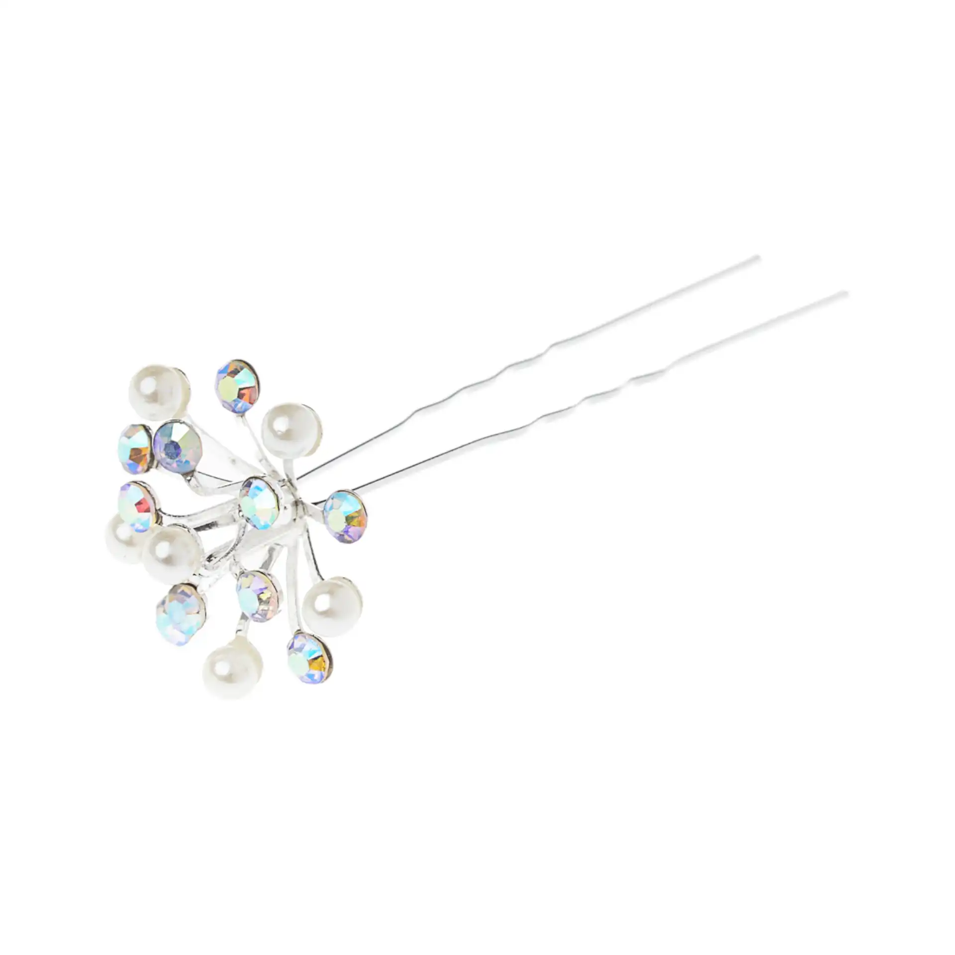 Φουρκέτα μαλλιών ασημί με πέρλες και ιριδίζοντα στρας bouquet Φουρκέτα μαλλιών ασημί με πέρλες και ιριδίζοντα στρας bouquet