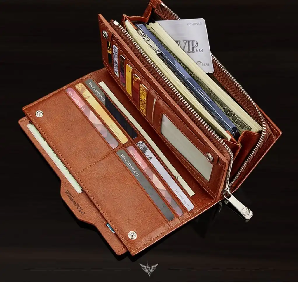 Δερμάτινο Ανδρικό πορτοφόλι William Polo 211566 dark brown