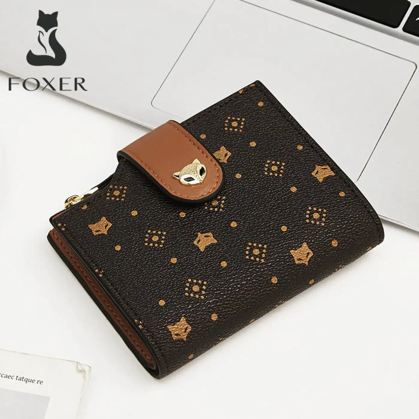 Γυναικείο PVC πορτοφόλι Foxer 2161006F καφέ σκούρο