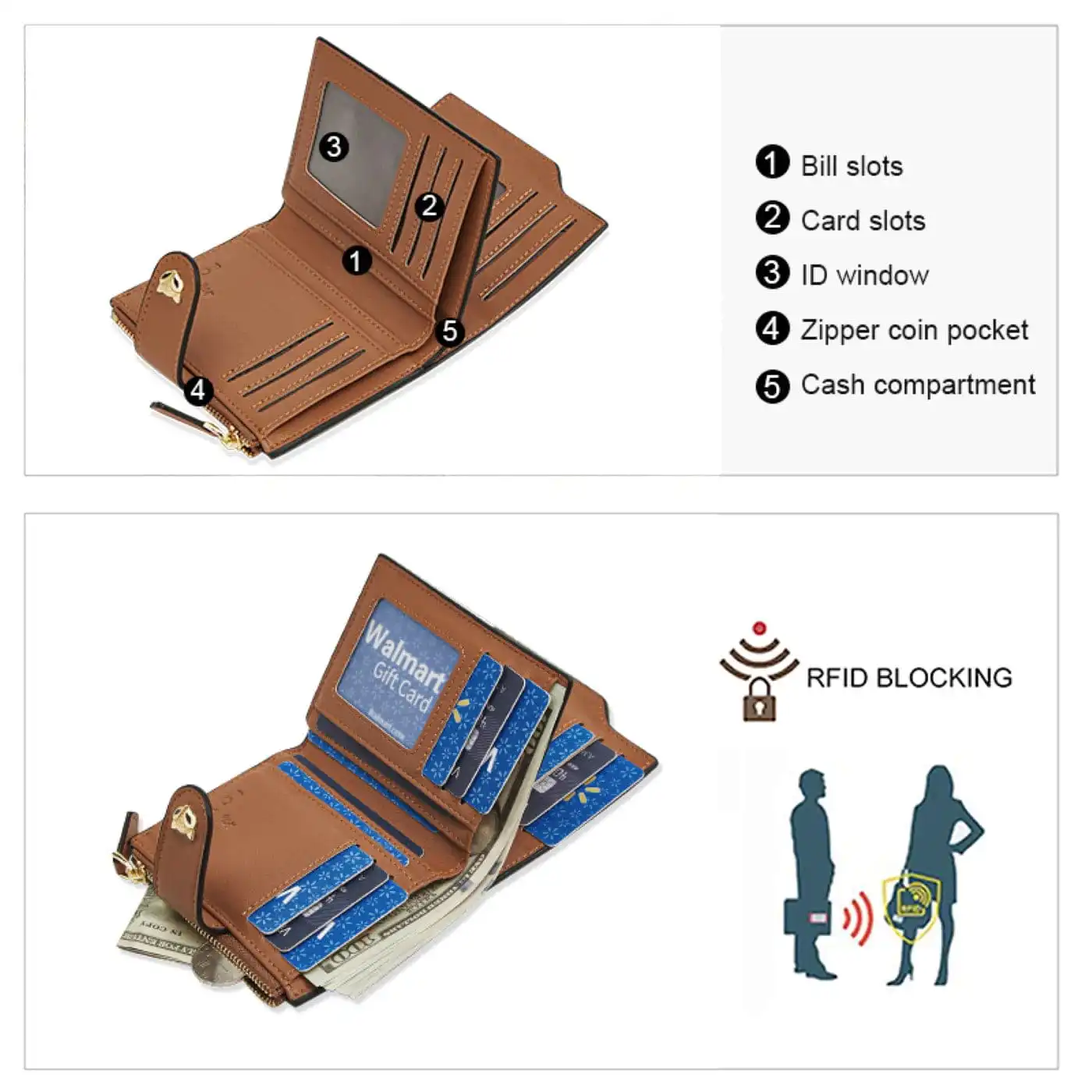 Γυναικείο PVC πορτοφόλι Foxer 2161006F καφέ σκούρο Γυναικείο PVC πορτοφόλι Foxer 2161006F καφέ σκούρο