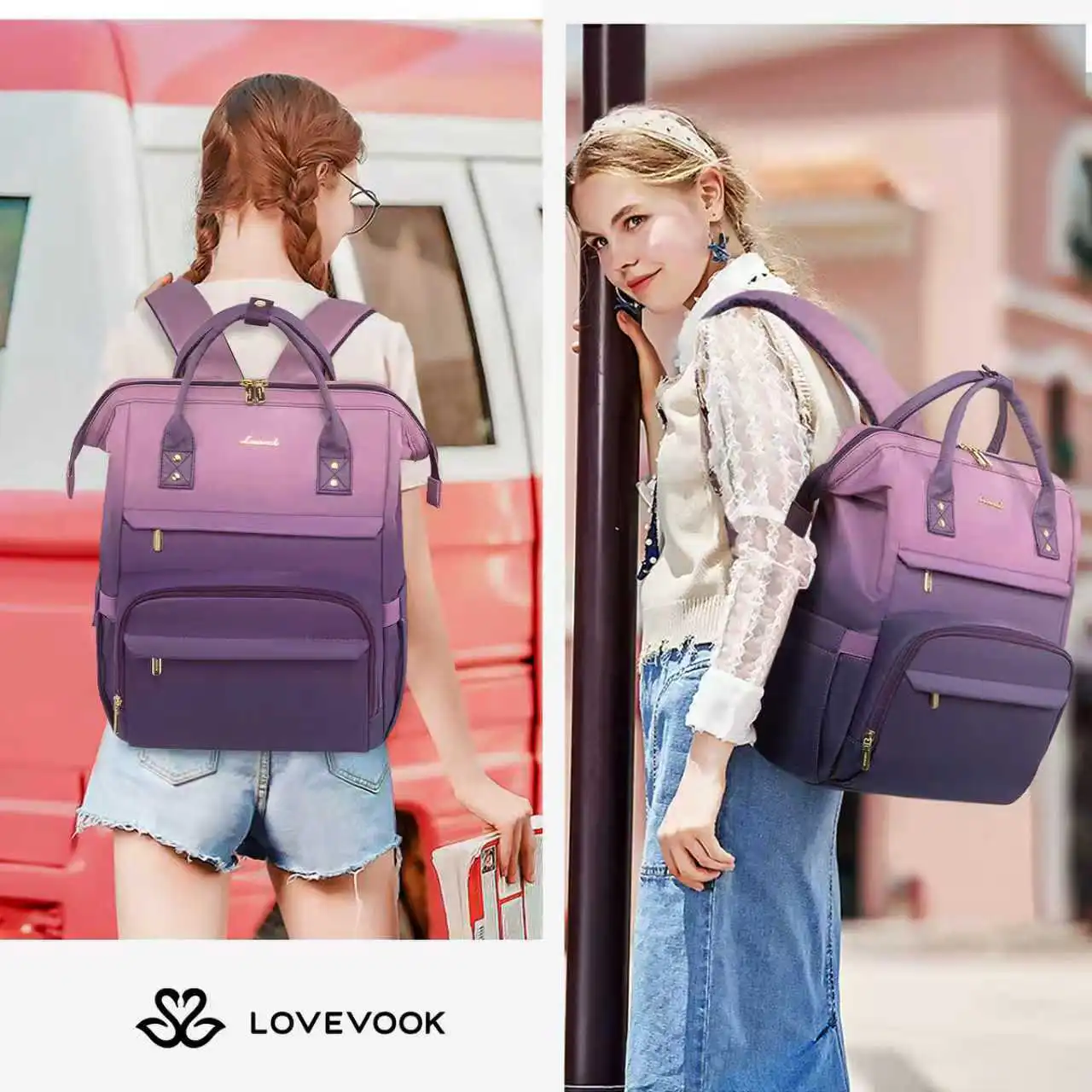 Γυναικείο Σακίδιο Φορητού Υπολογιστή Lovevook 15,6'' MB2197 pink/purple