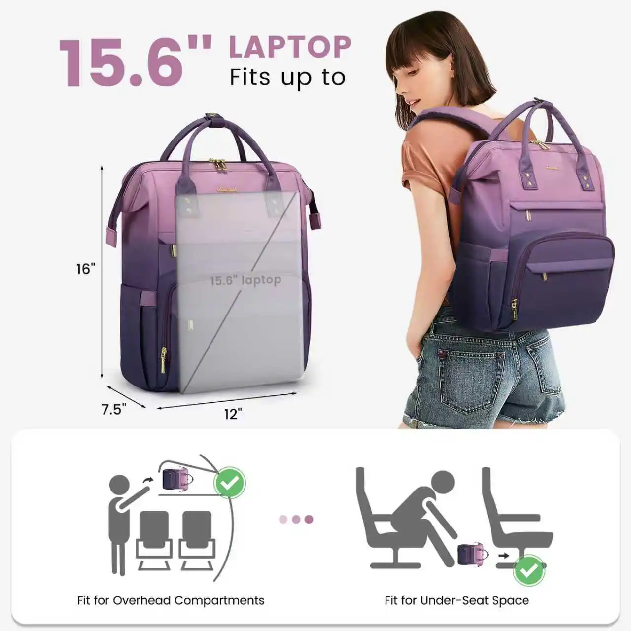 Γυναικείο Σακίδιο Φορητού Υπολογιστή Lovevook 15,6'' MB2197 pink/purple