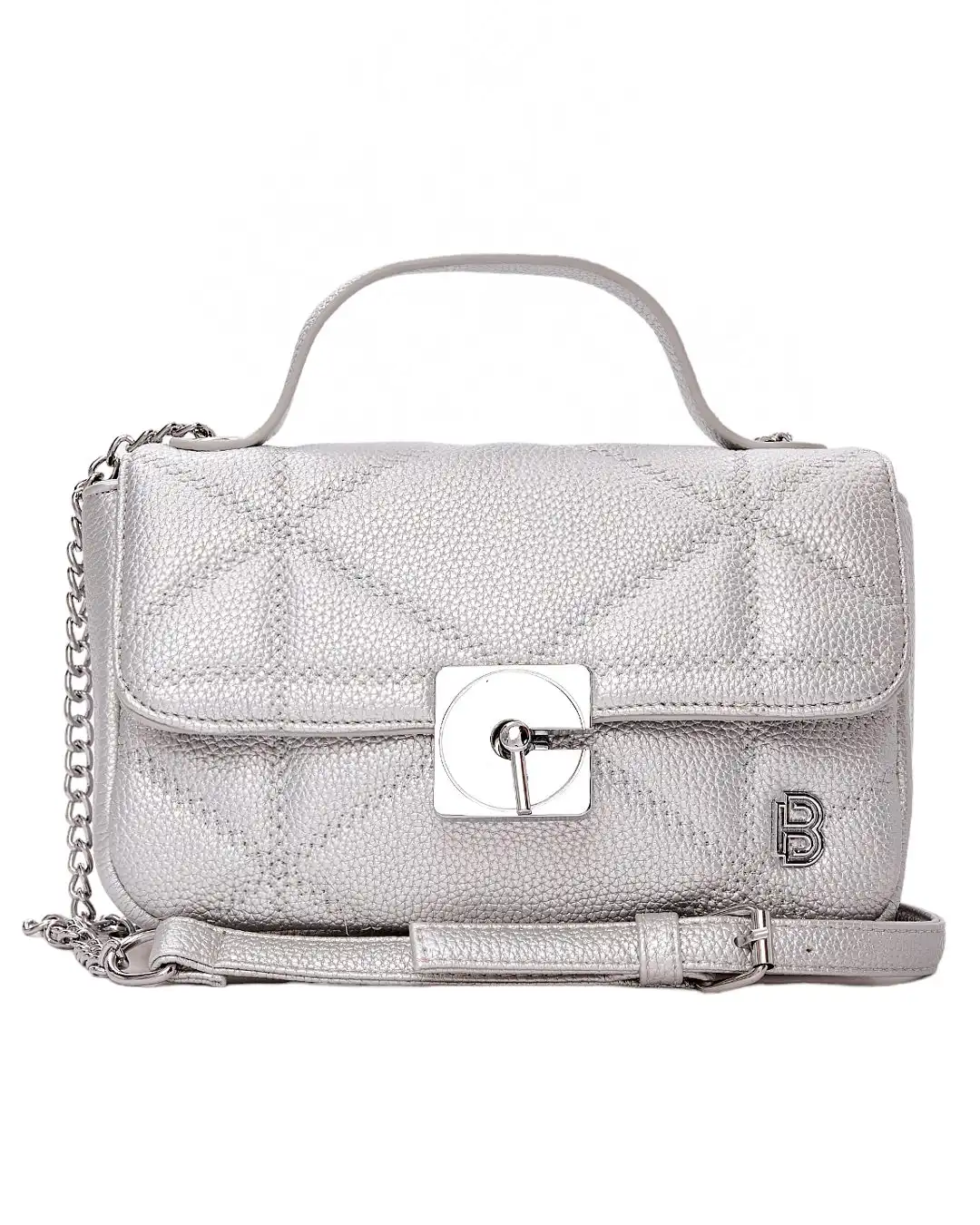 Τσάντα χιαστί με αλυσίδα-SW8951 – Ασημί