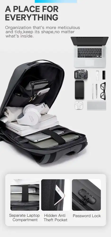 Σακίδιο πλάτης 21L Laptop 15,6” Bange 22188 μαύρο