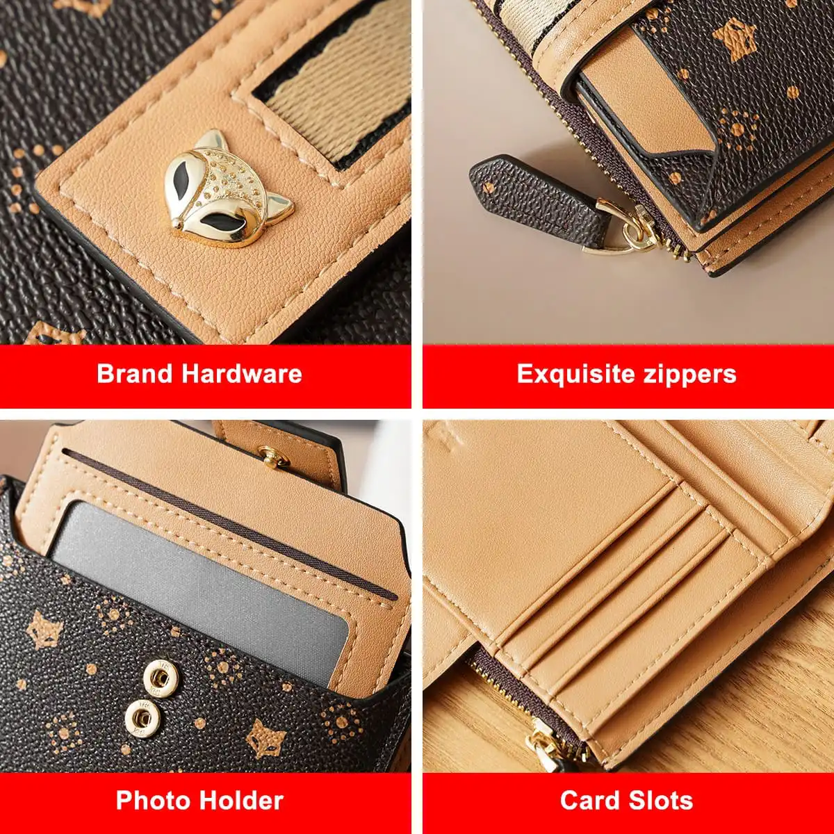 Γυναικείο δερμάτινο PVC πορτοφόλι Foxer 230029F καφέ