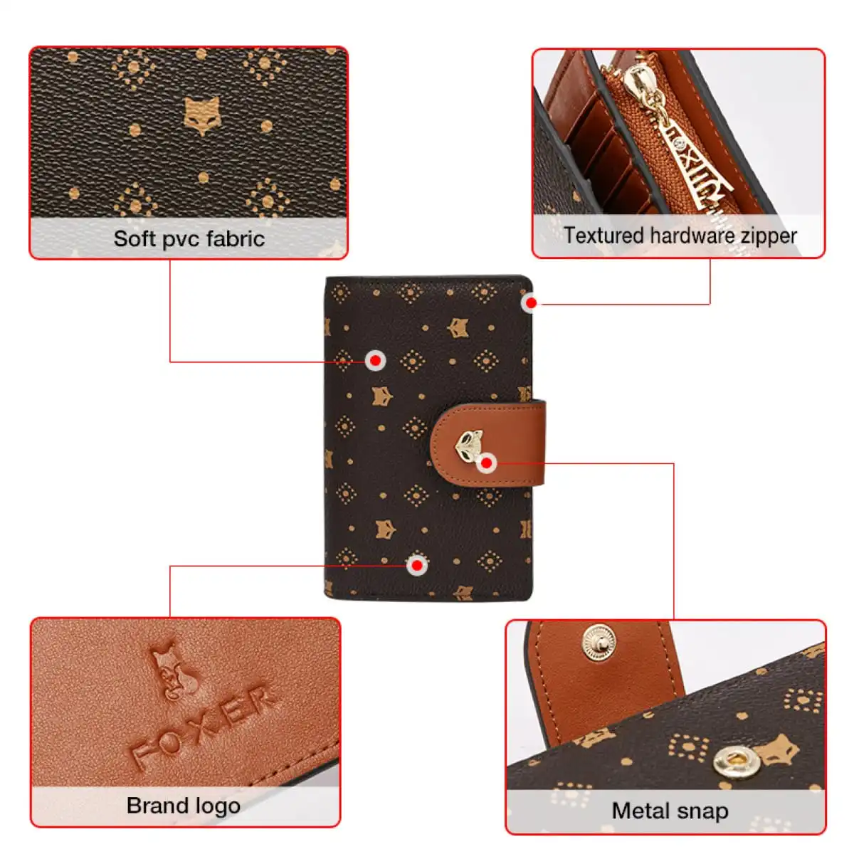 Γυναικείο PVC πορτοφόλι Foxer 230046F καφέ