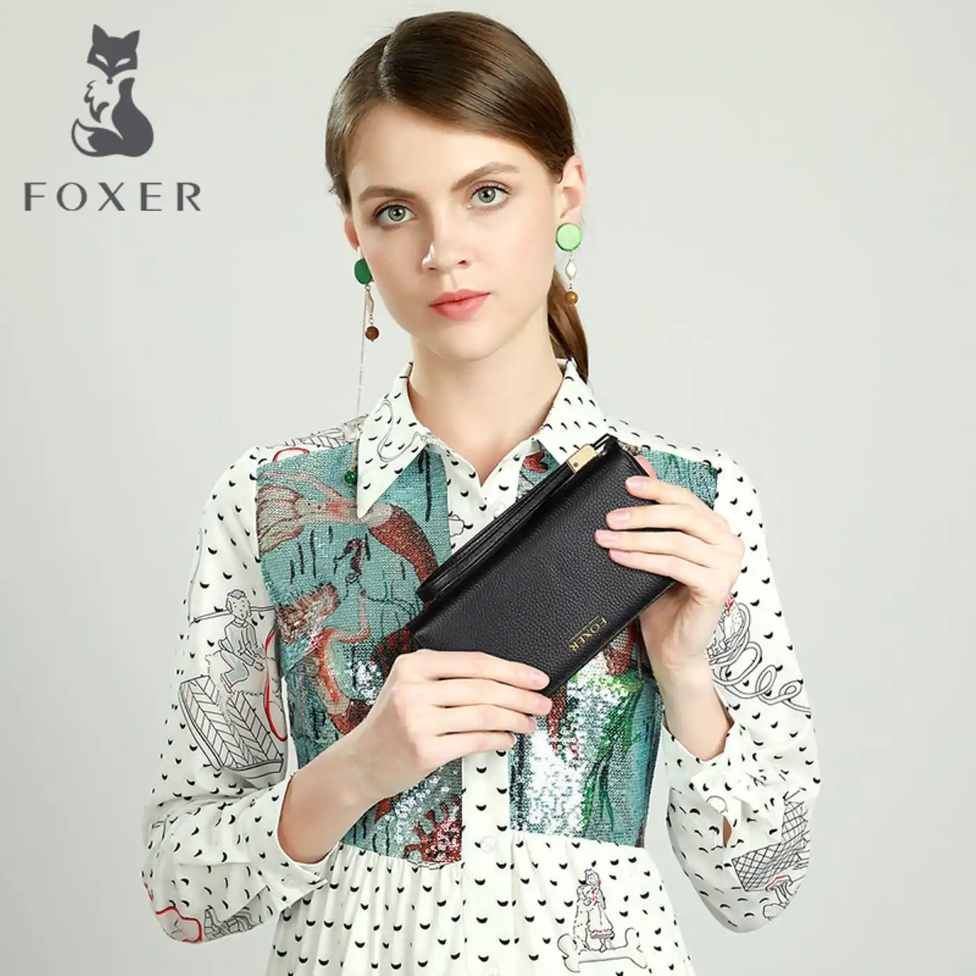 Γυναικείο δερμάτινο πορτοφόλι Foxer 256001F μαύρο Γυναικείο δερμάτινο πορτοφόλι Foxer 256001F μαύρο