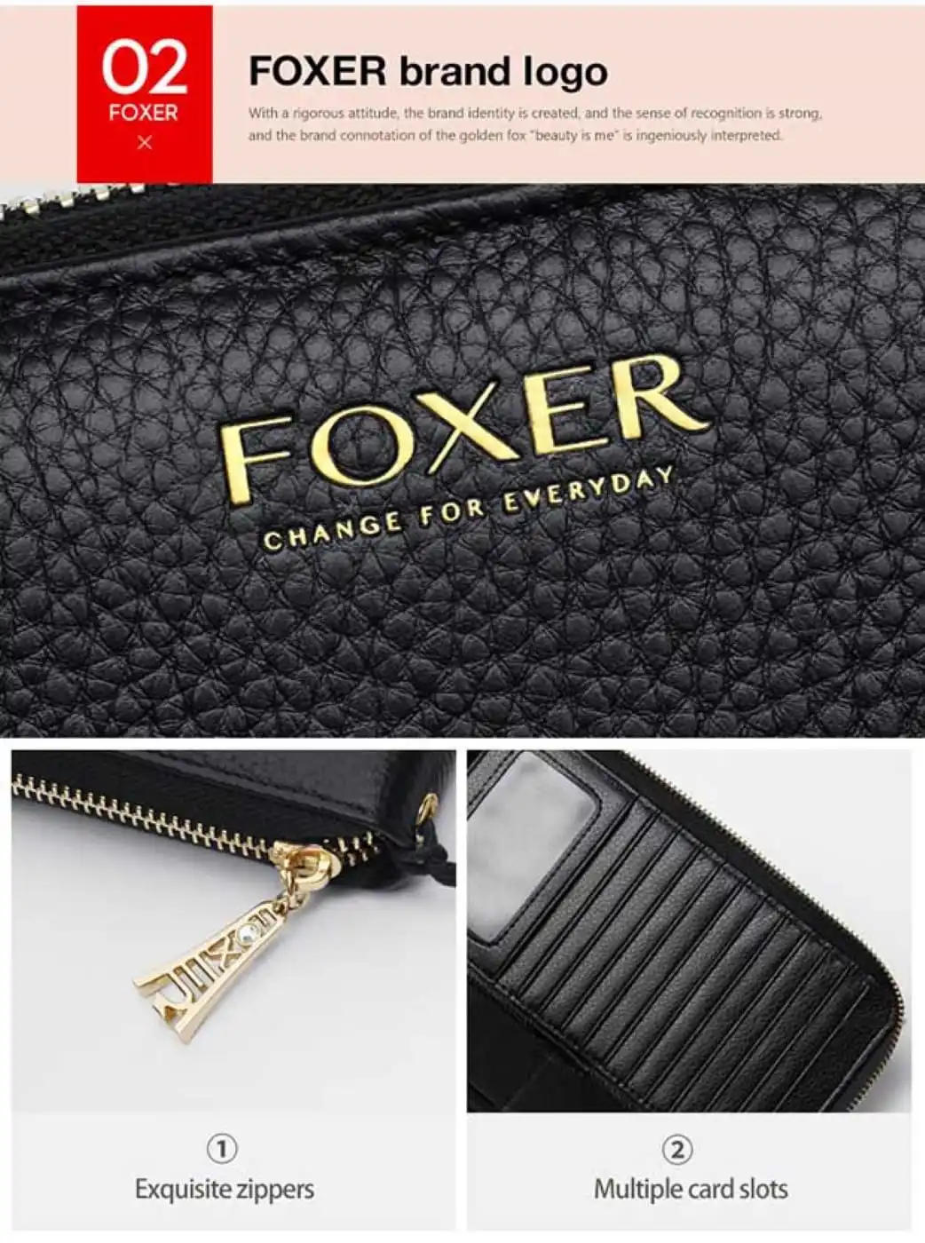 Γυναικείο δερμάτινο πορτοφόλι Foxer 256001F μαύρο