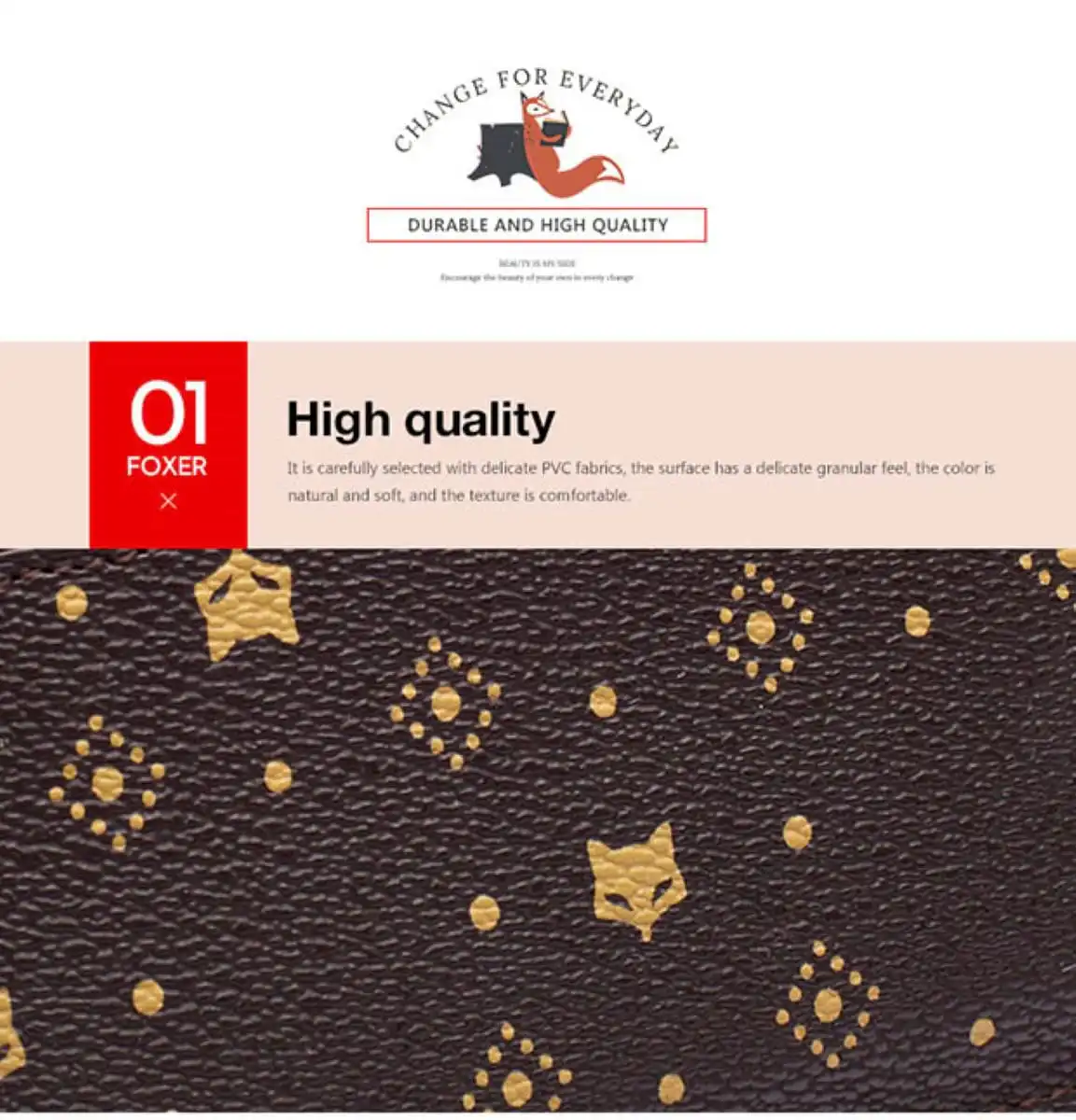 Γυναικείο δερμάτινο PVC πορτοφόλι Foxer 256005F καφέ