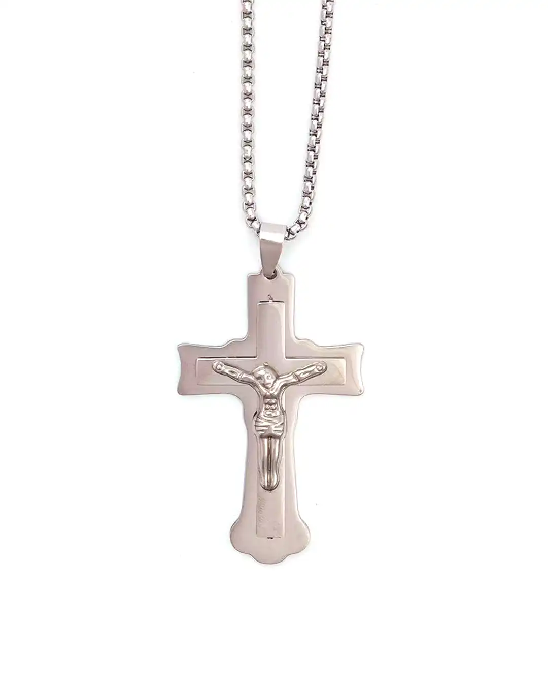Αλυσίδα λαιμού με σταυρό WW-K443 – Ασημί