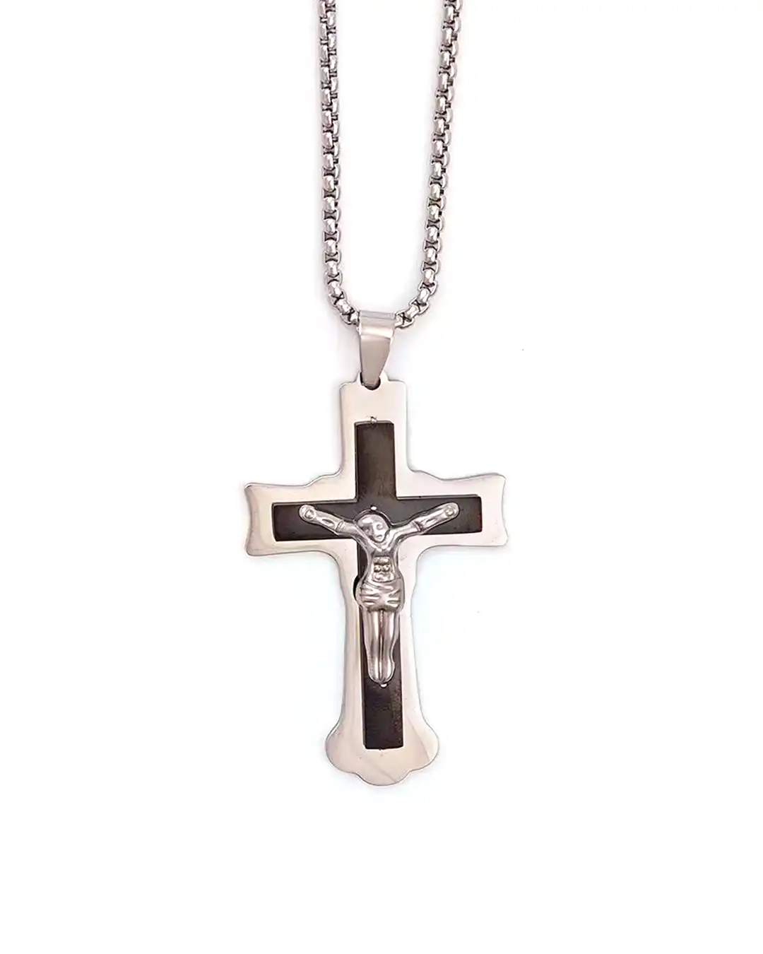 Αλυσίδα λαιμού με σταυρό WW-K443 – Μαύρο