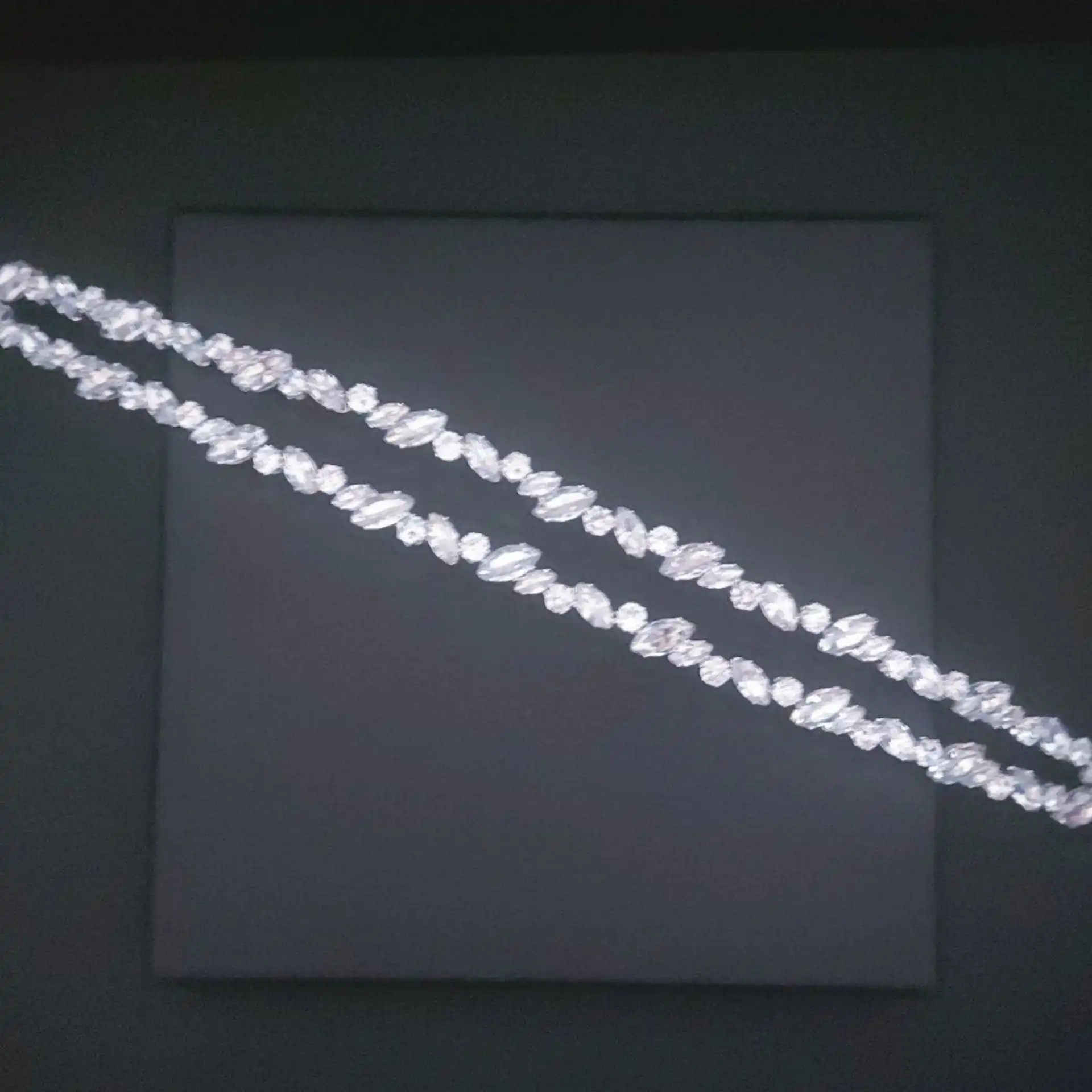 Νυφικό headpiece με διπλή σειρά Zircon 32 cm