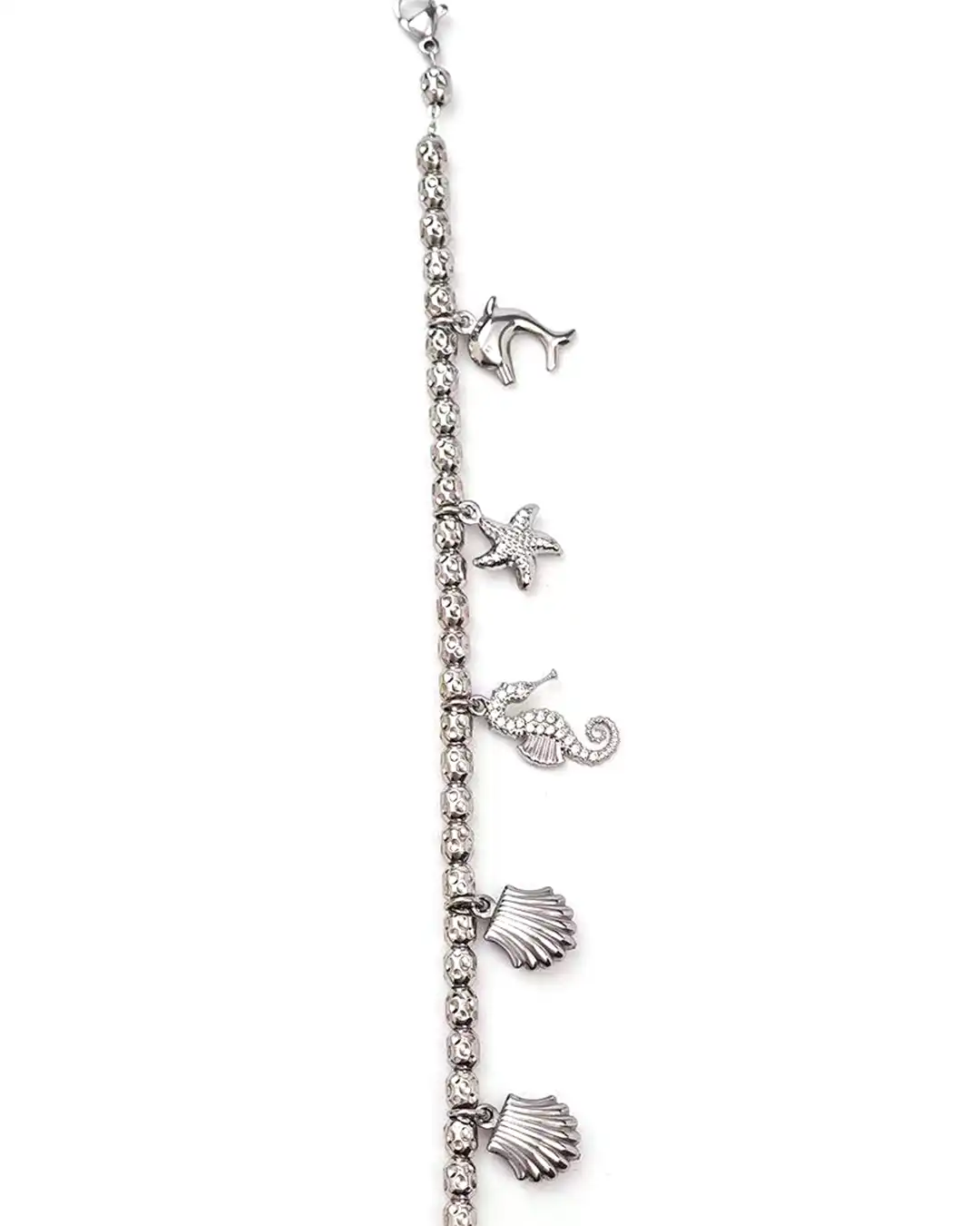 Βραχιόλι με διακοσμητικό ιππόκαμπο AA-B229 – Ασημί