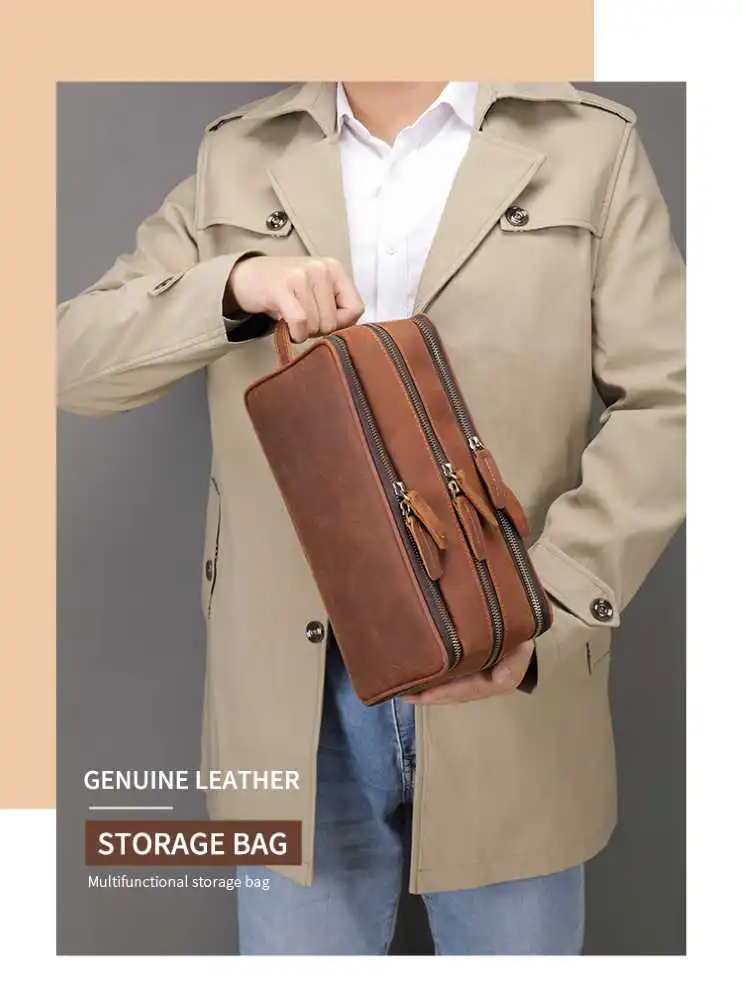 Super Προσφορά Δερμάτινο Νεσεσέρ – Τσαντάκι Χειρός Cardinal 3007 coffee