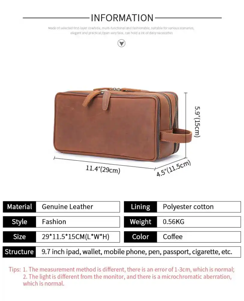 Super Προσφορά Δερμάτινο Νεσεσέρ – Τσαντάκι Χειρός Cardinal 3007 coffee