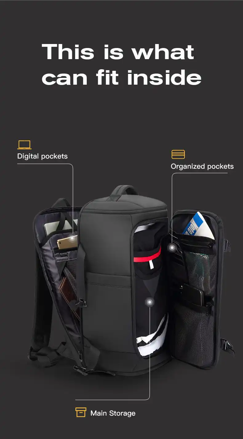 Σακίδιο πλάτης Ταξιδιού Bange 3029 μαύρο