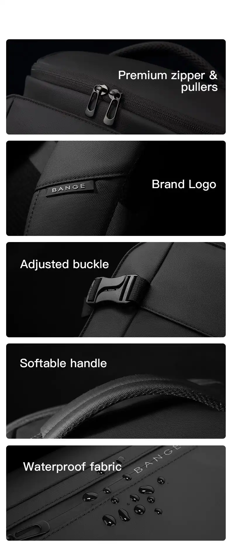 Σακίδιο πλάτης Ταξιδιού Bange 3029 μαύρο