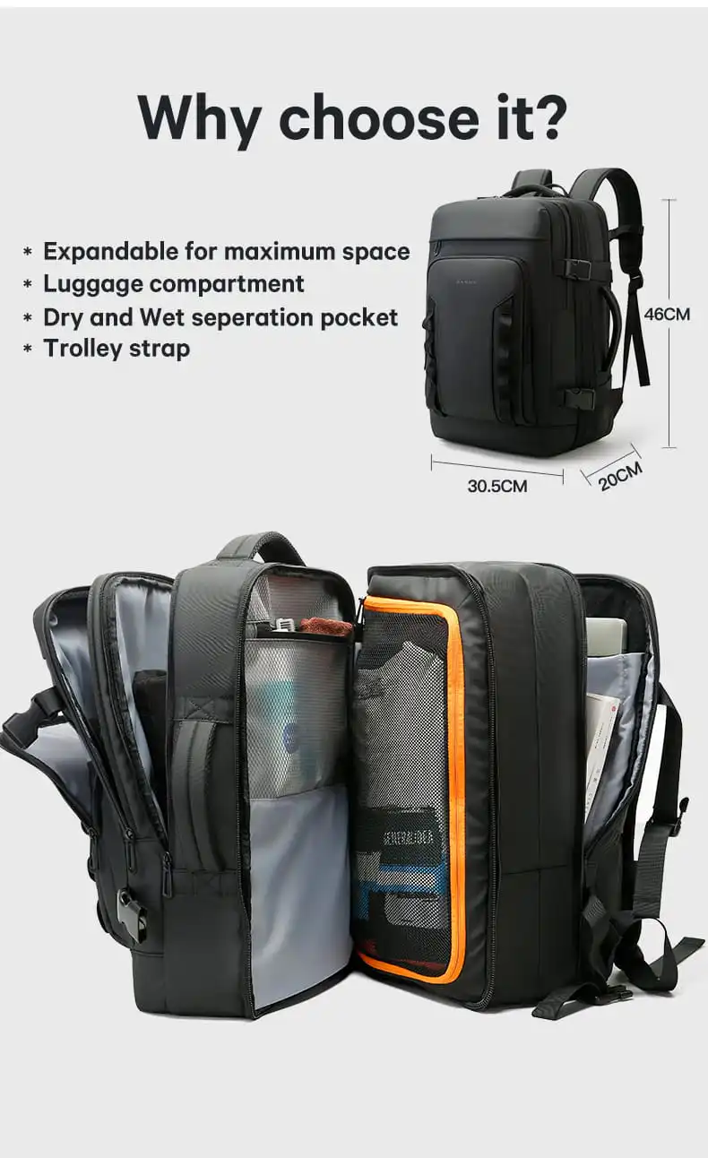 Σακίδιο Ταξιδιού Cabin Size 40L Laptop 17,3” Bange 3055 μαύρο