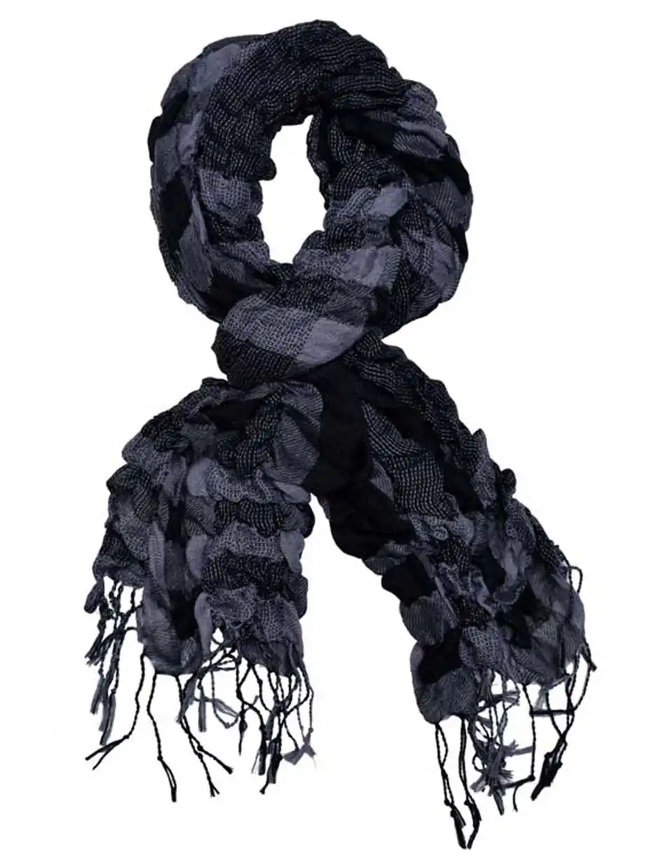 Κασκώλ,λεπτό με κρόσια. 32-501-005 BLACK