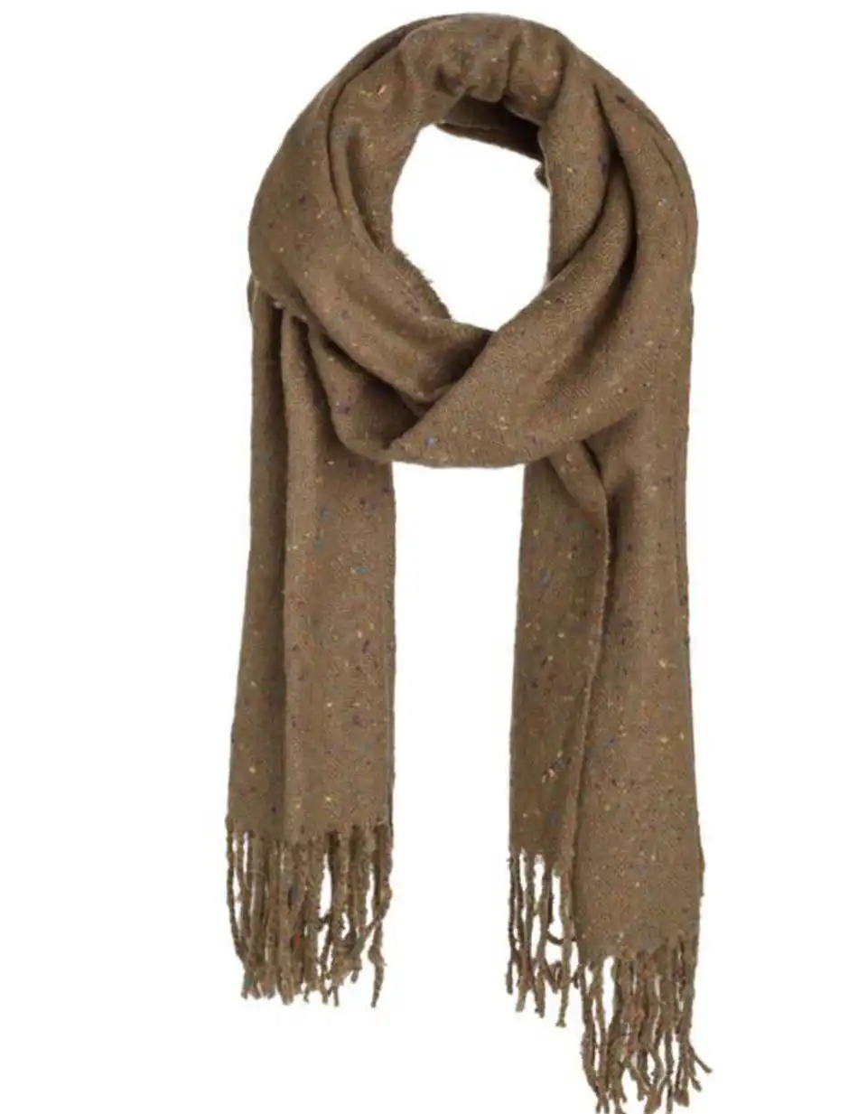 Biston fashion- γυναικείο κασκώλ με κρόσια 32-501-008 KHAKI Biston fashion- γυναικείο κασκώλ με κρόσια 32-501-008 KHAKI