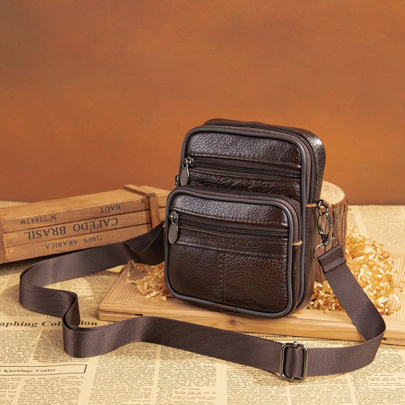 Δερμάτινο τσαντάκι ώμου Cardinal 3205 σκούρο καφέ Δερμάτινο τσαντάκι ώμου Cardinal 3205 σκούρο καφέ