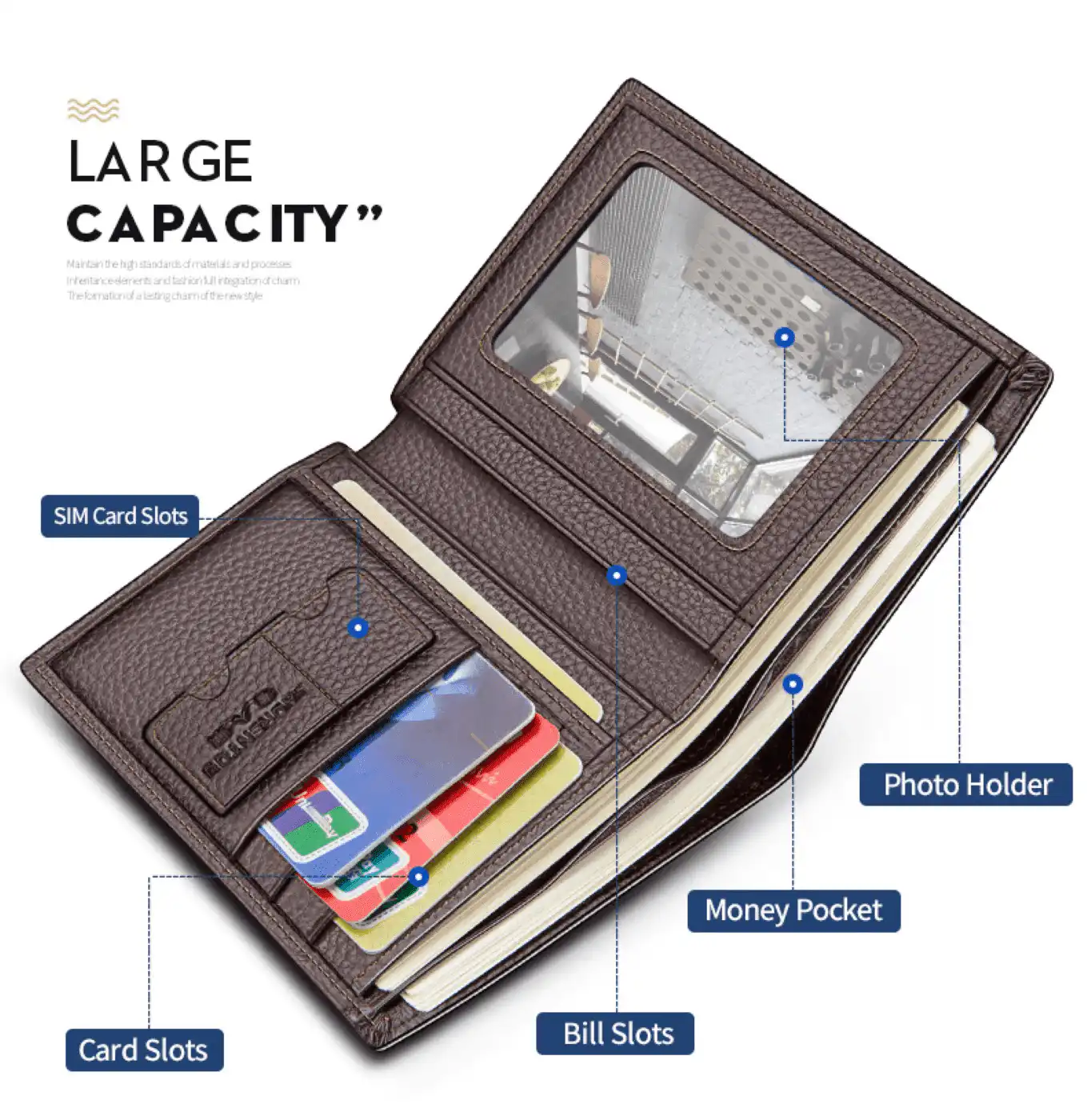 Δερμάτινο Ανδρικό πορτοφόλι Laorentou 321j002L καφέ